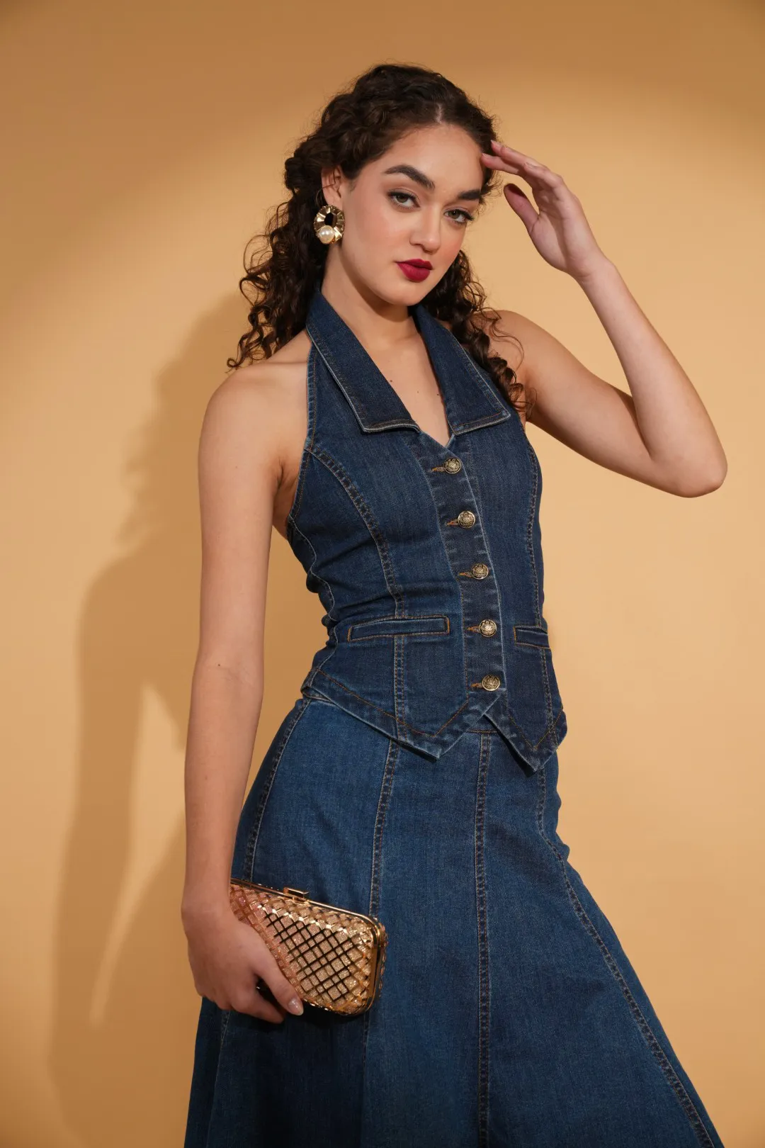CECE DENIM WAISTCOAT