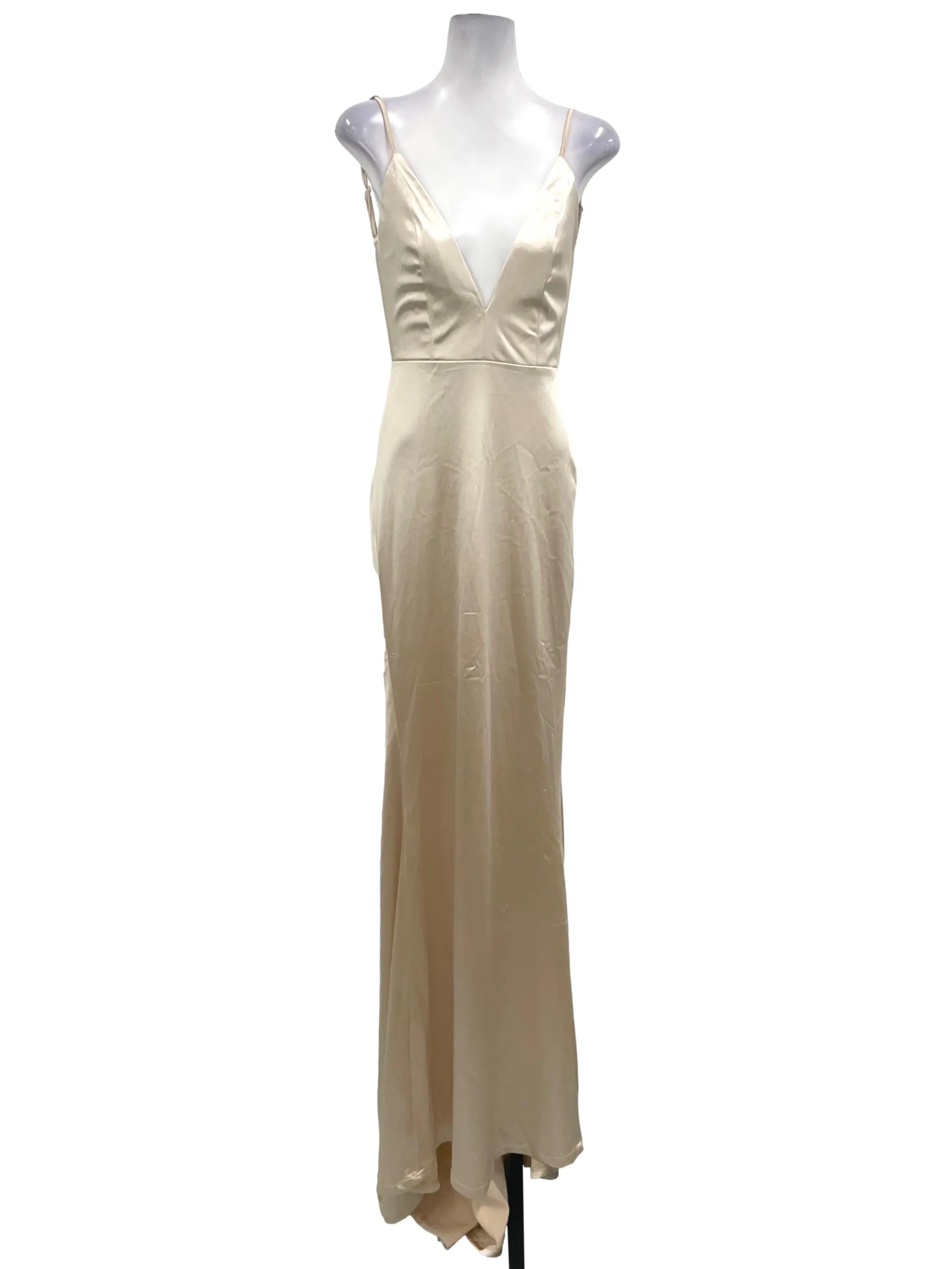 Champagne V-Neck Backless Dress