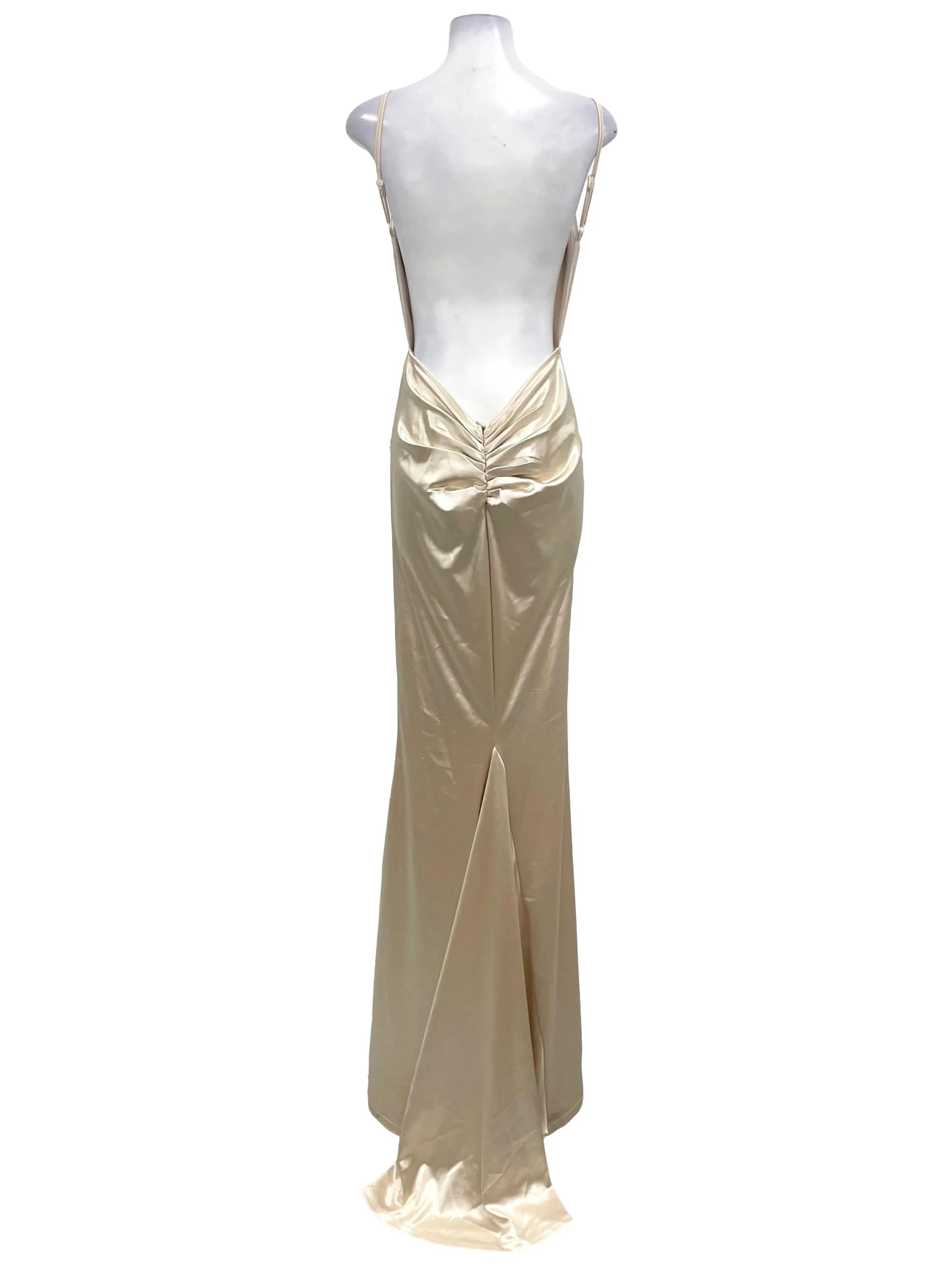 Champagne V-Neck Backless Dress