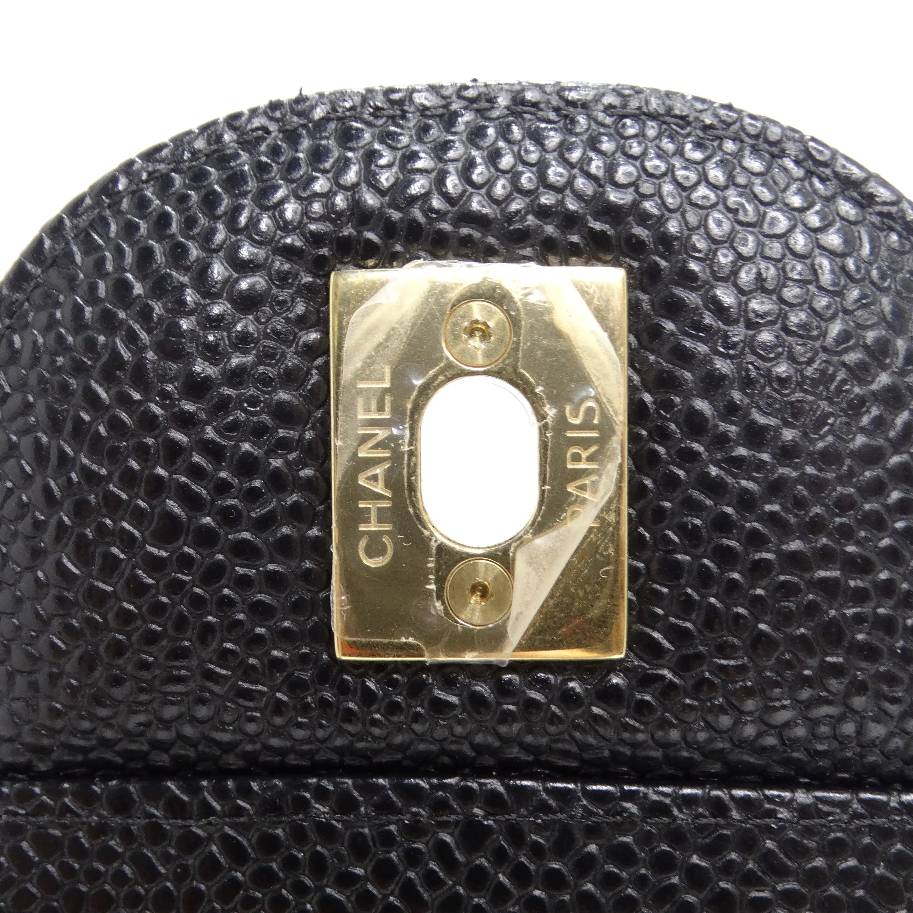 Chanel Large Classic Quilted Caviar Handbag Black/Burgundy