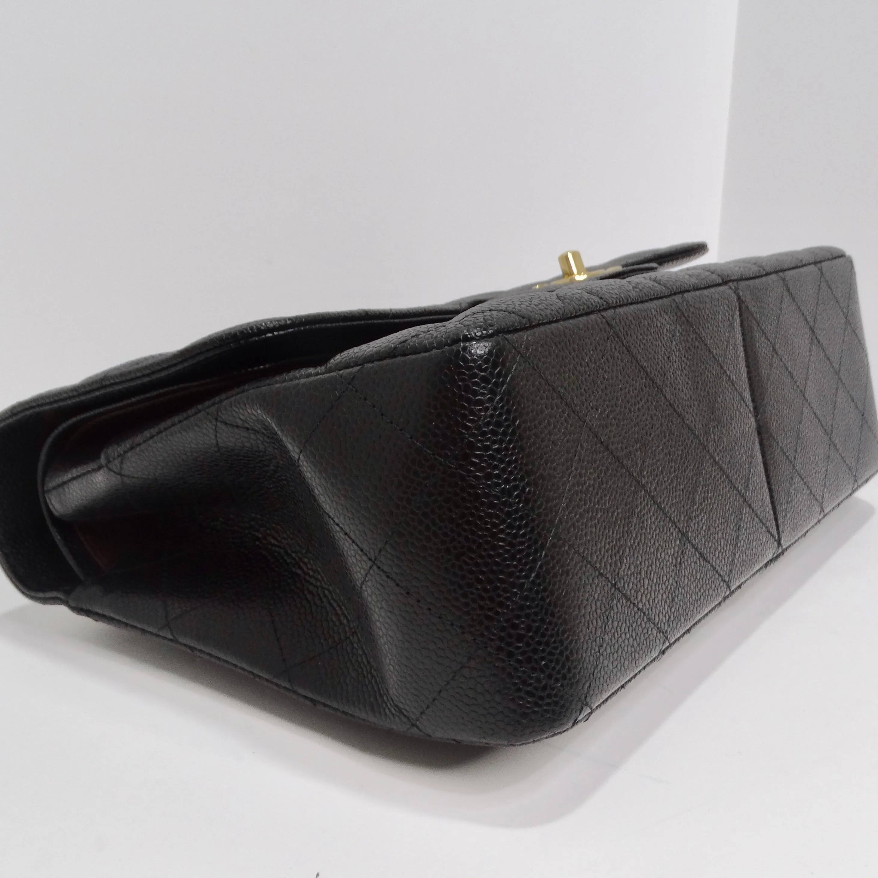 Chanel Large Classic Quilted Caviar Handbag Black/Burgundy