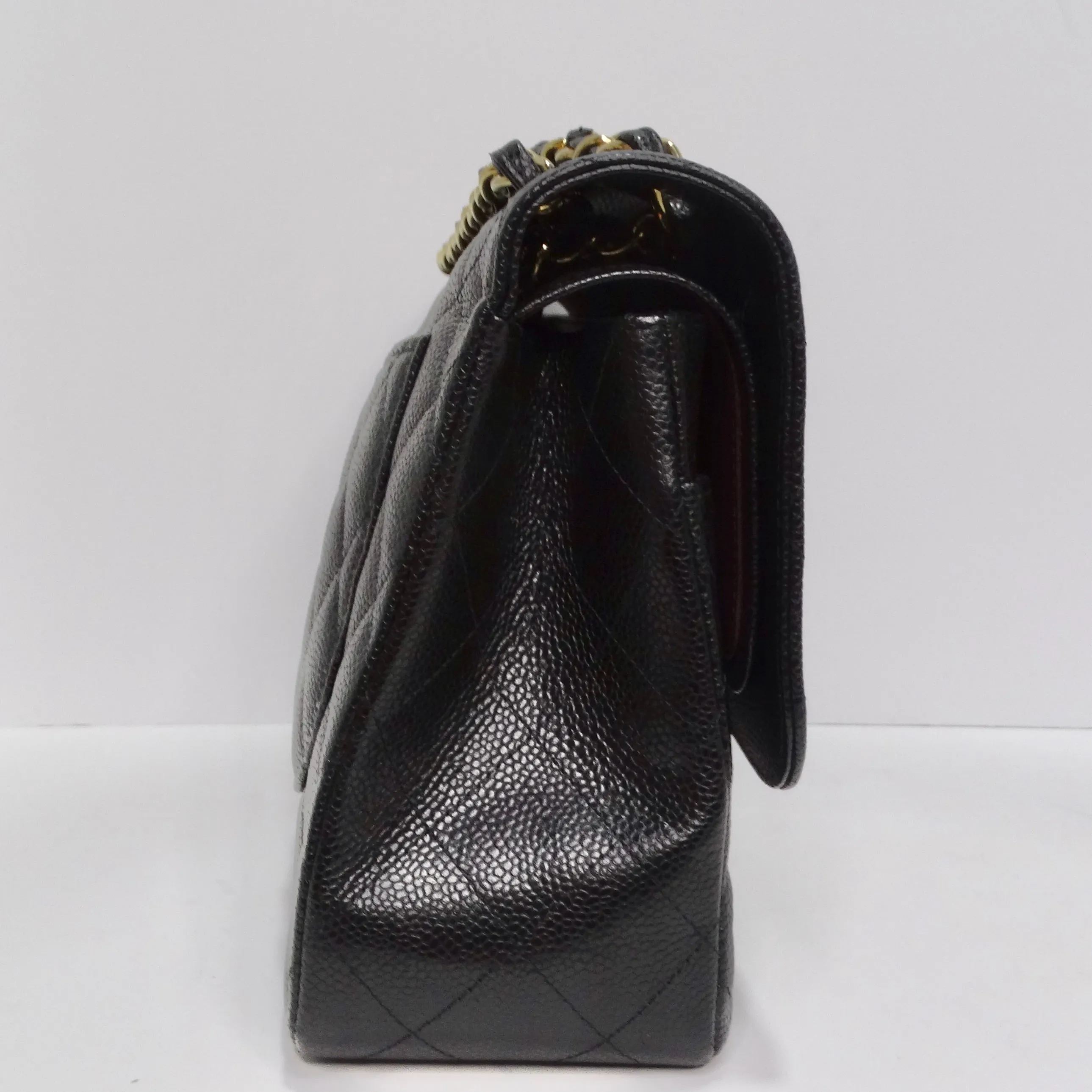 Chanel Large Classic Quilted Caviar Handbag Black/Burgundy