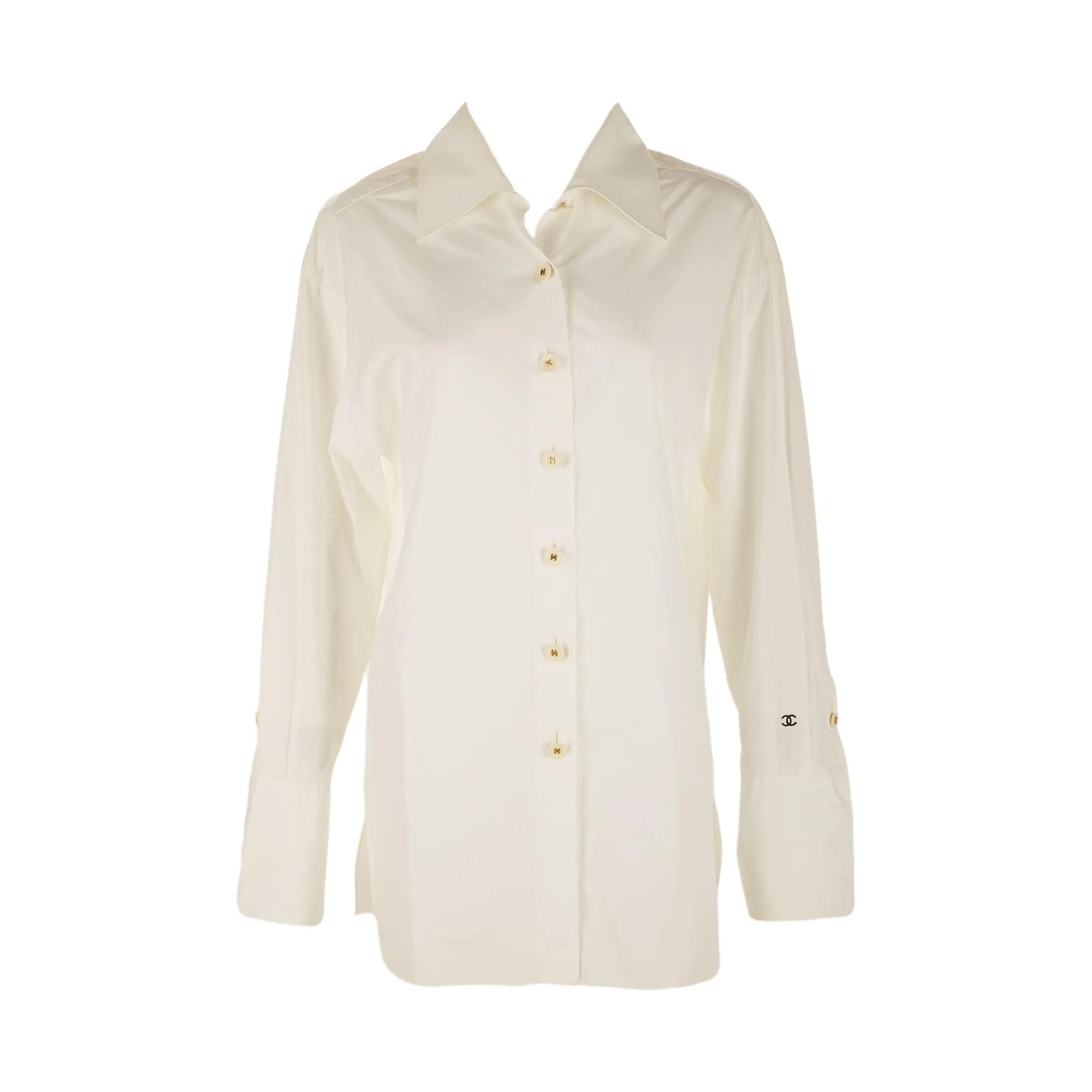 Chanel White Logo Button Down