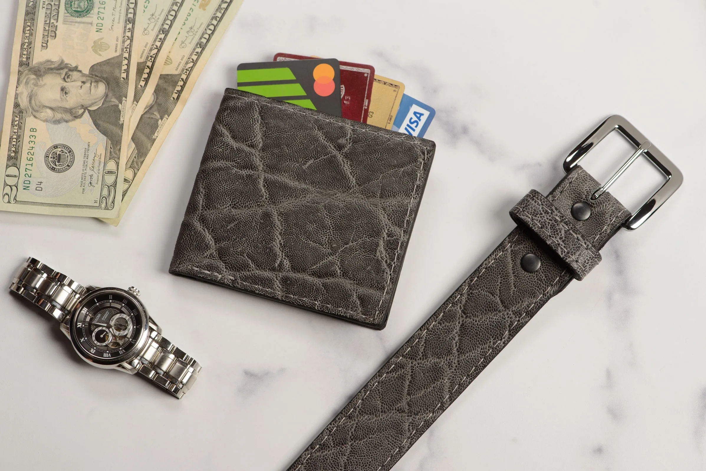 Charcoal Gray Elephant Money Belt With 25" Zipper
