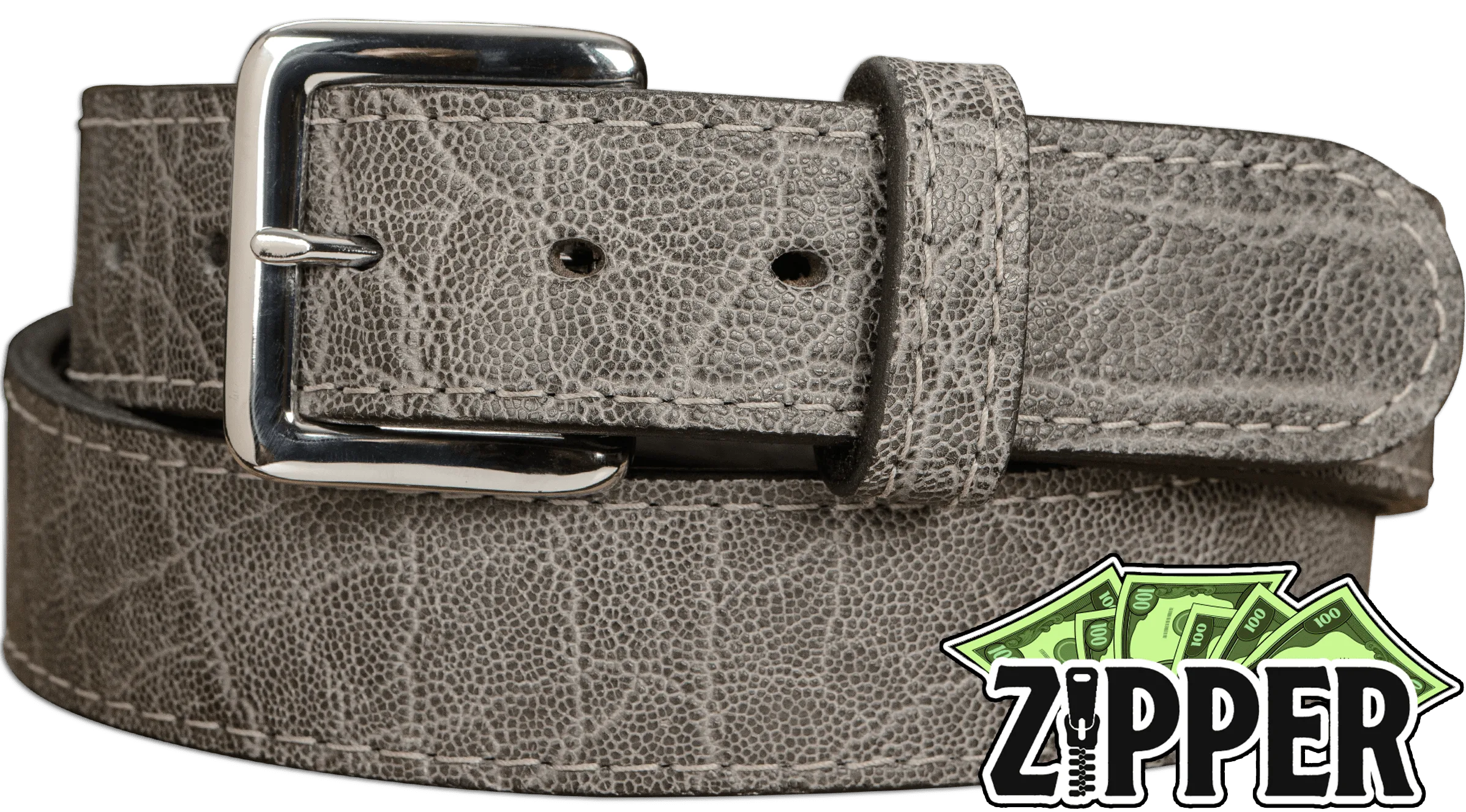 Charcoal Gray Elephant Money Belt With 25" Zipper