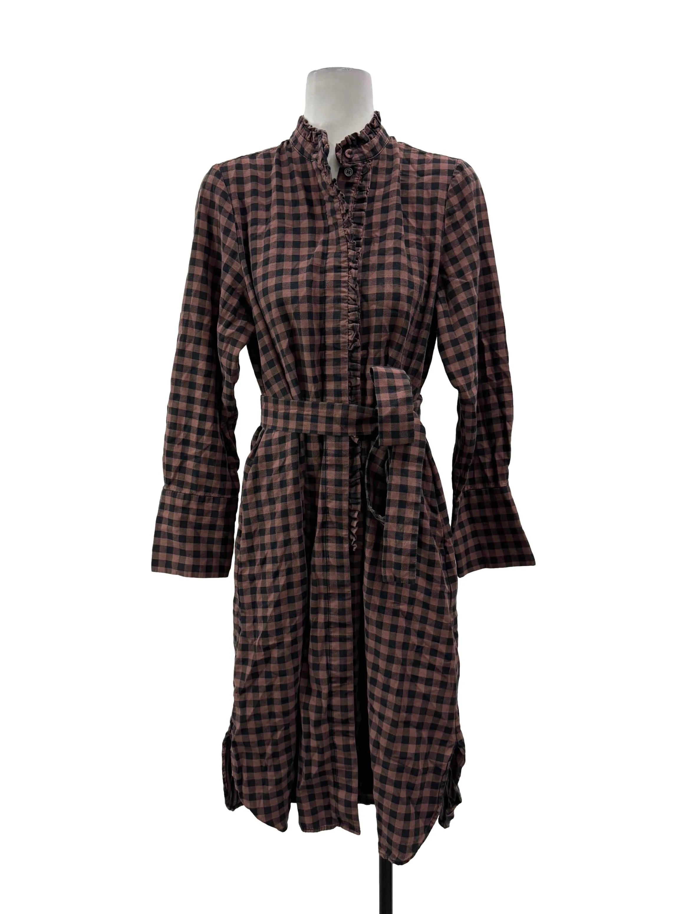 Checkered Chestnut Brown Dress