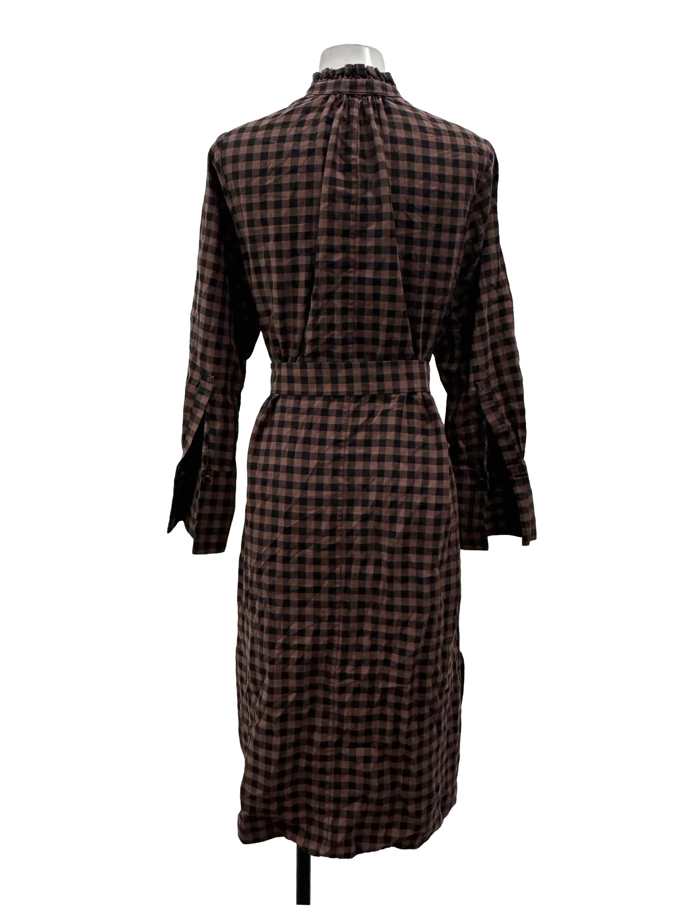 Checkered Chestnut Brown Dress