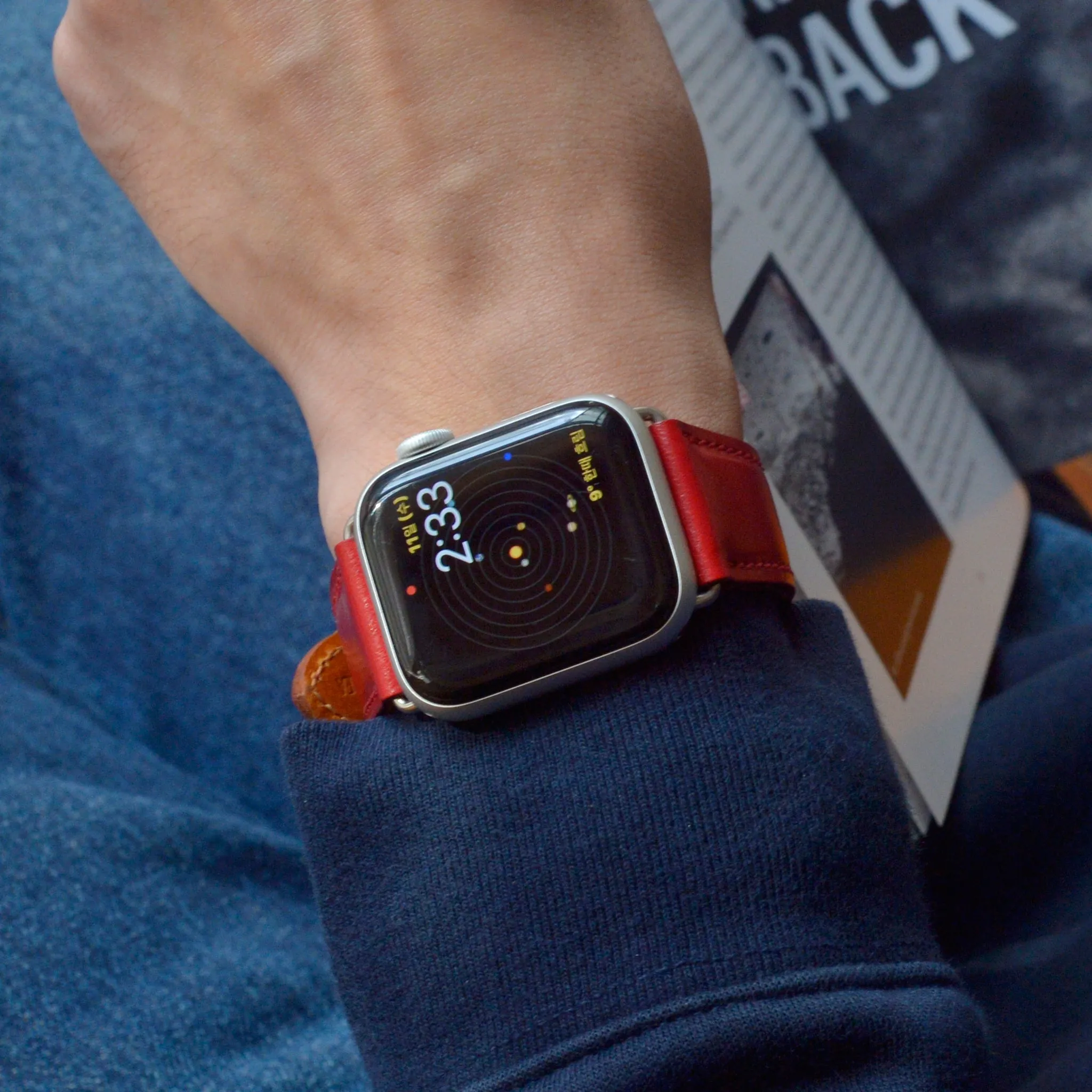 CHERRY RED BRIDLE LEATHER HANDMADE APPLE WATCH STRAP ALL GENERATIONS