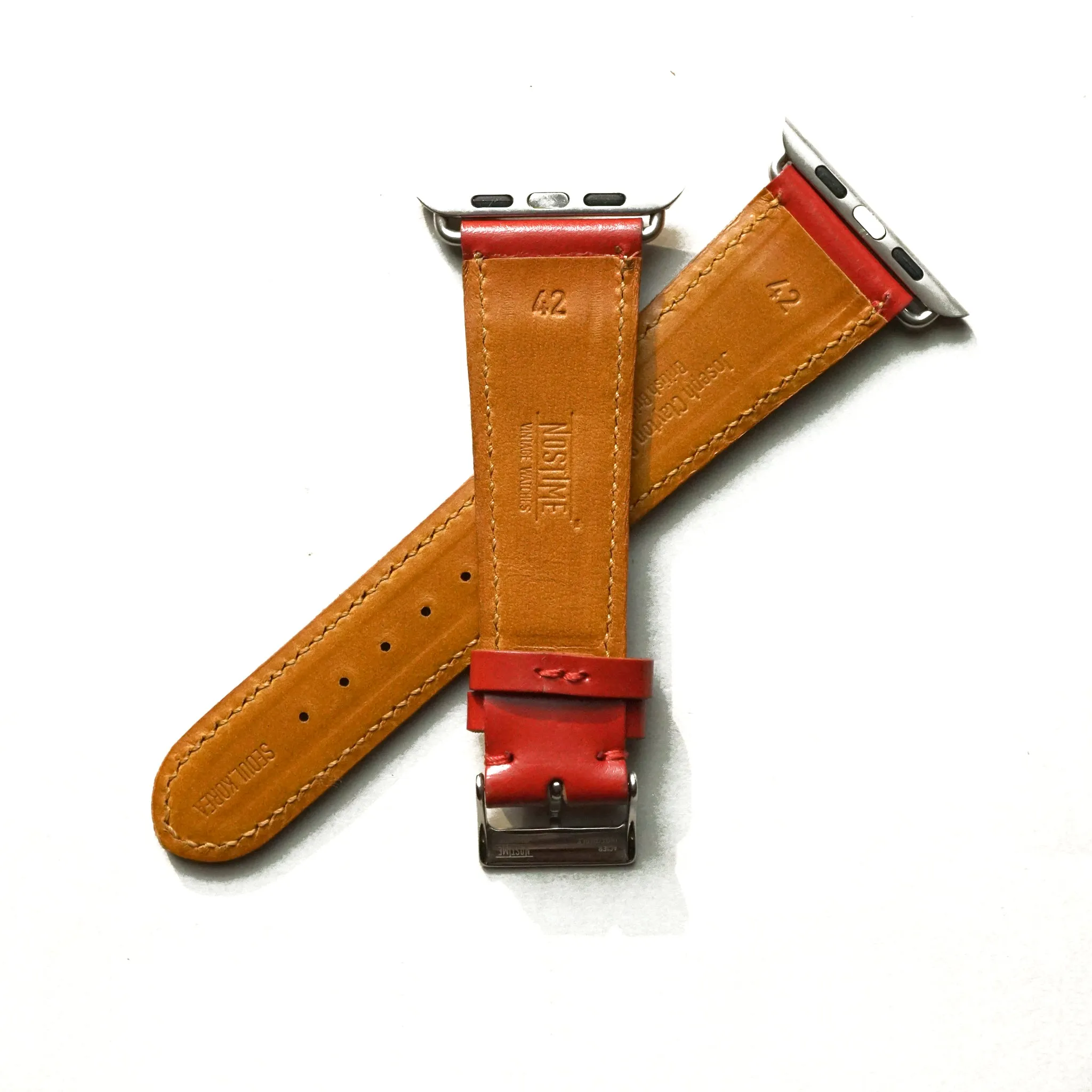 CHERRY RED BRIDLE LEATHER HANDMADE APPLE WATCH STRAP ALL GENERATIONS