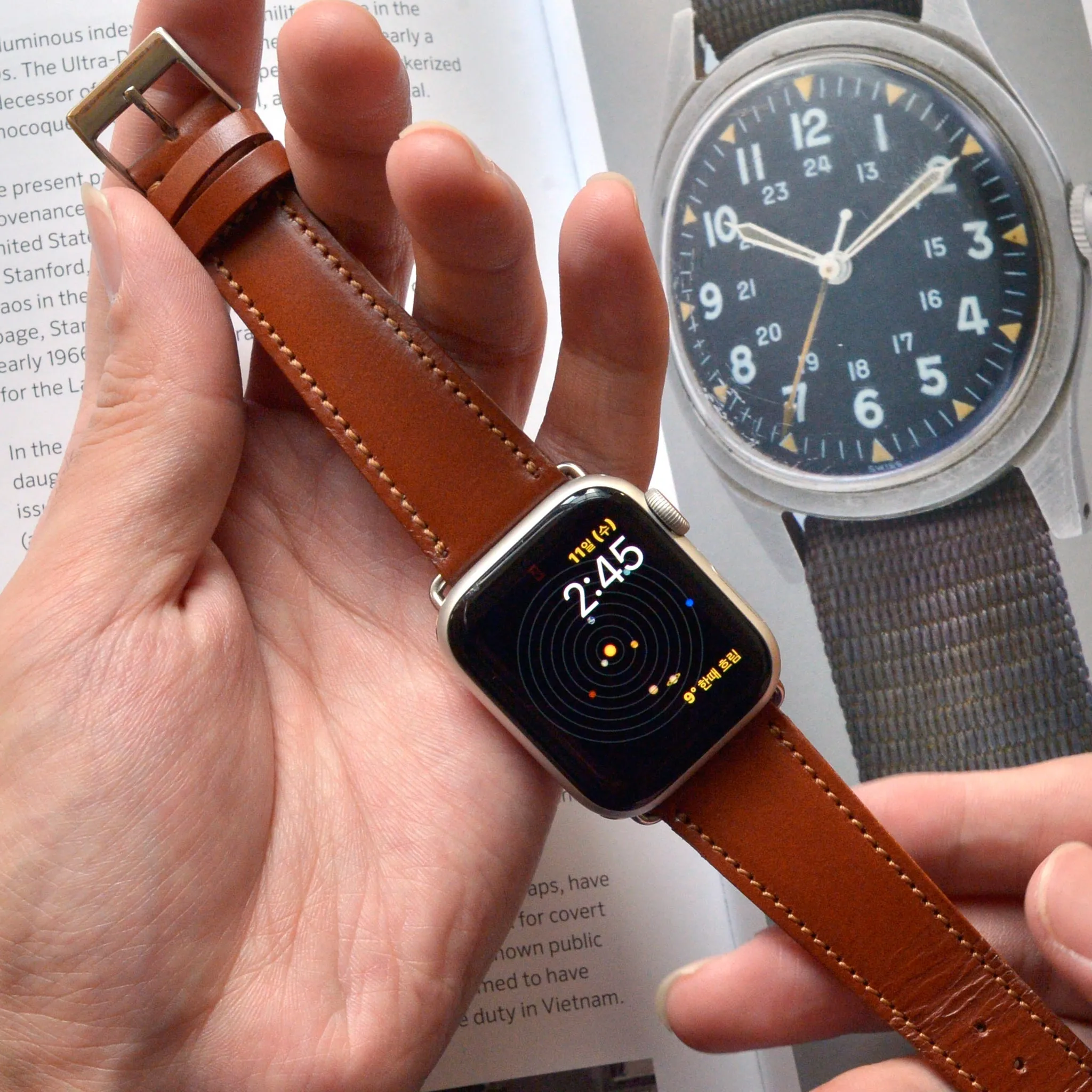 CHESTNUT BRIDLE LEATHER HANDMADE APPLE WATCH STRAP ALL GENERATIONS