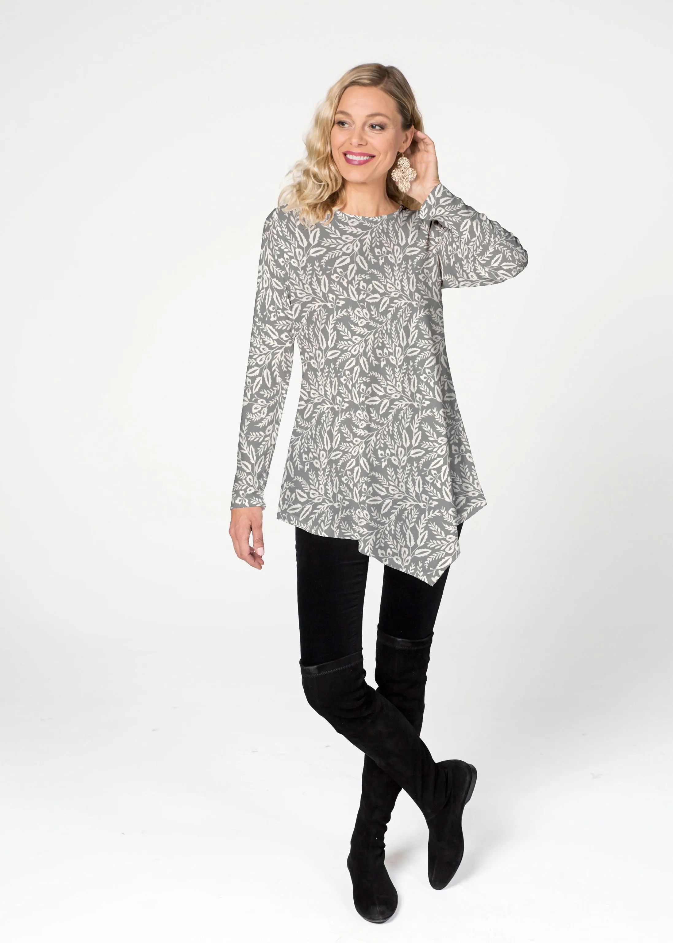 Chevron Vine (8017) ~ Asymmetrical French Terry Tunic