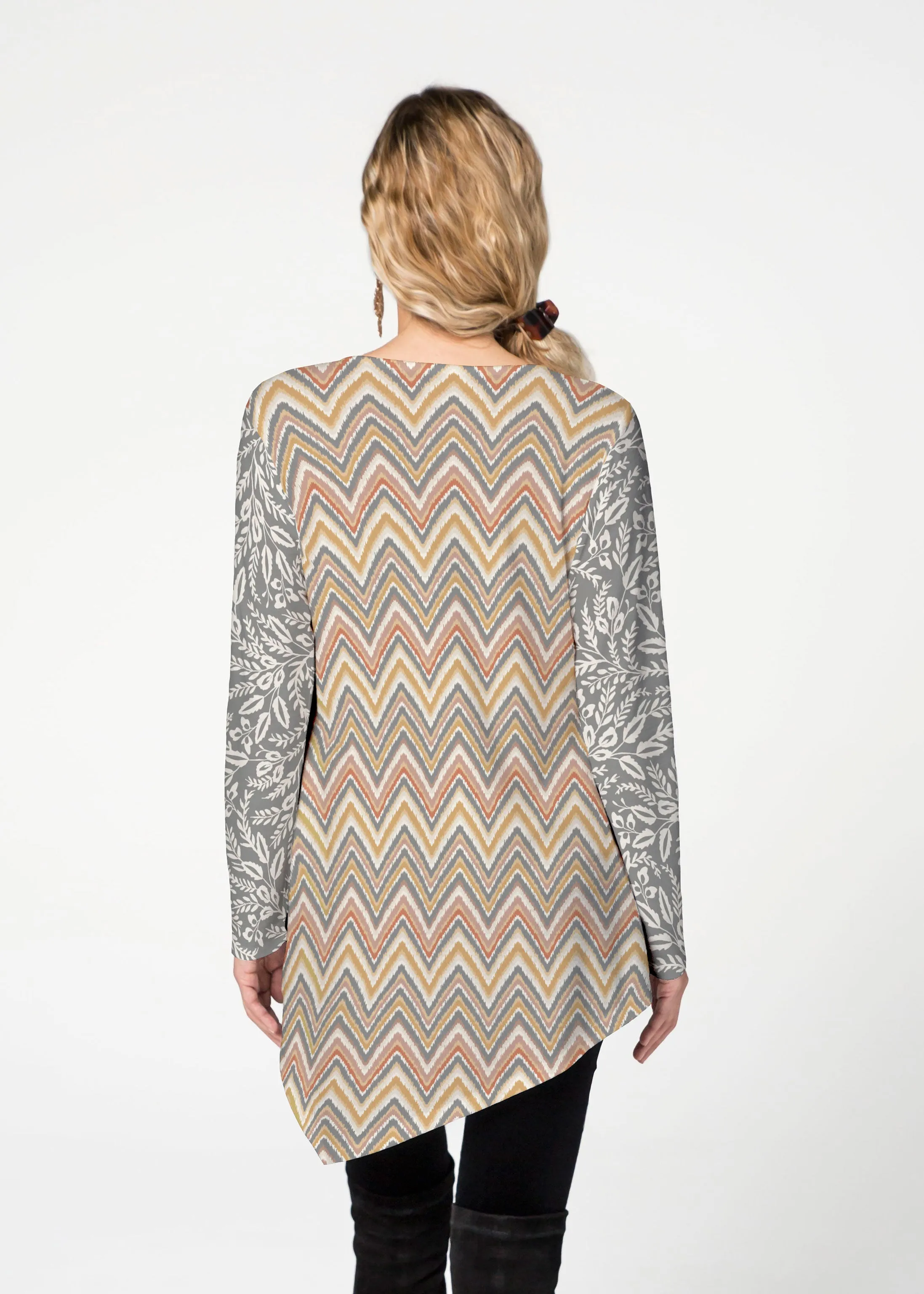 Chevron Vine (8017) ~ Asymmetrical French Terry Tunic
