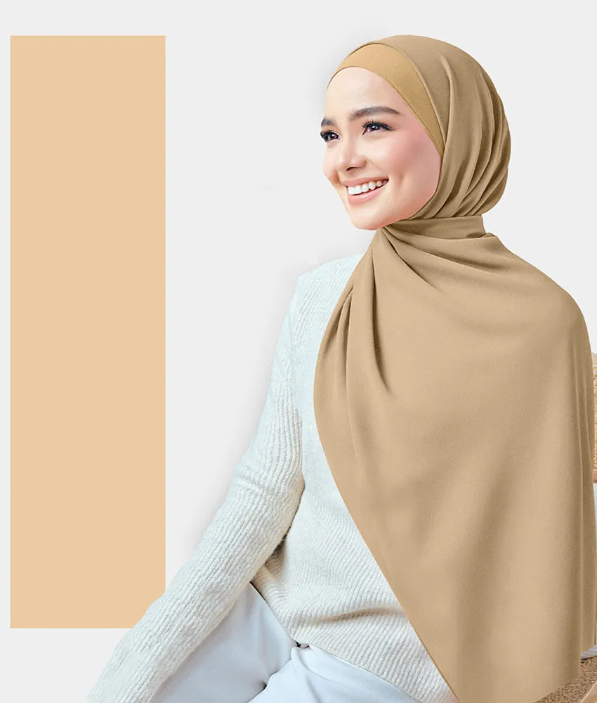 Chiffon Plain Rectangular Hijab in SA14 Beige color