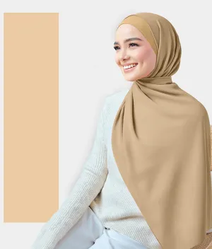 Chiffon Plain Rectangular Hijab in SA14 Beige color