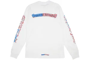 Chrome Hearts "American Flag Scroll Logo" L/S Tee White