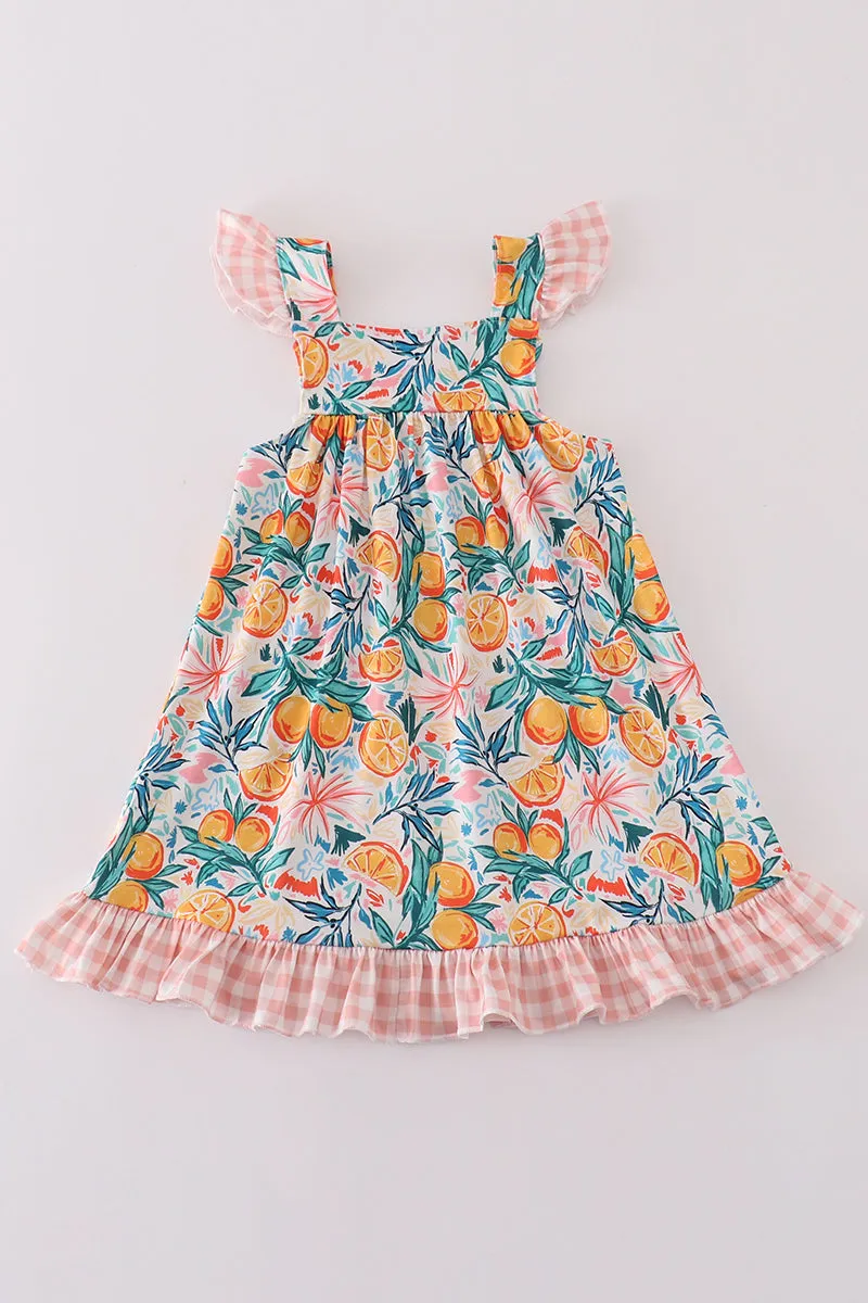 Citrus Bloom Print Girl Dress