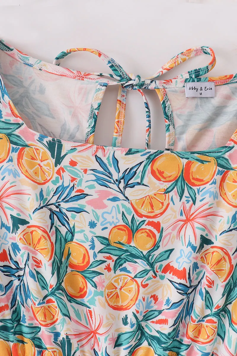 Citrus Bloom Print Mom Dress