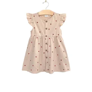 City Mouse Button Up Girls Dress in Ladybugs