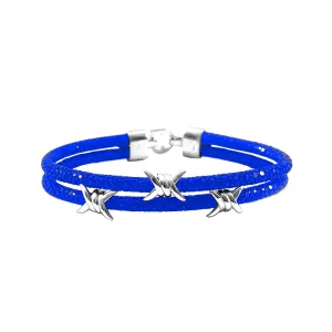 Cobalt Blue  Stingray Bracelet with Pure Silver Barbwire Style Accent