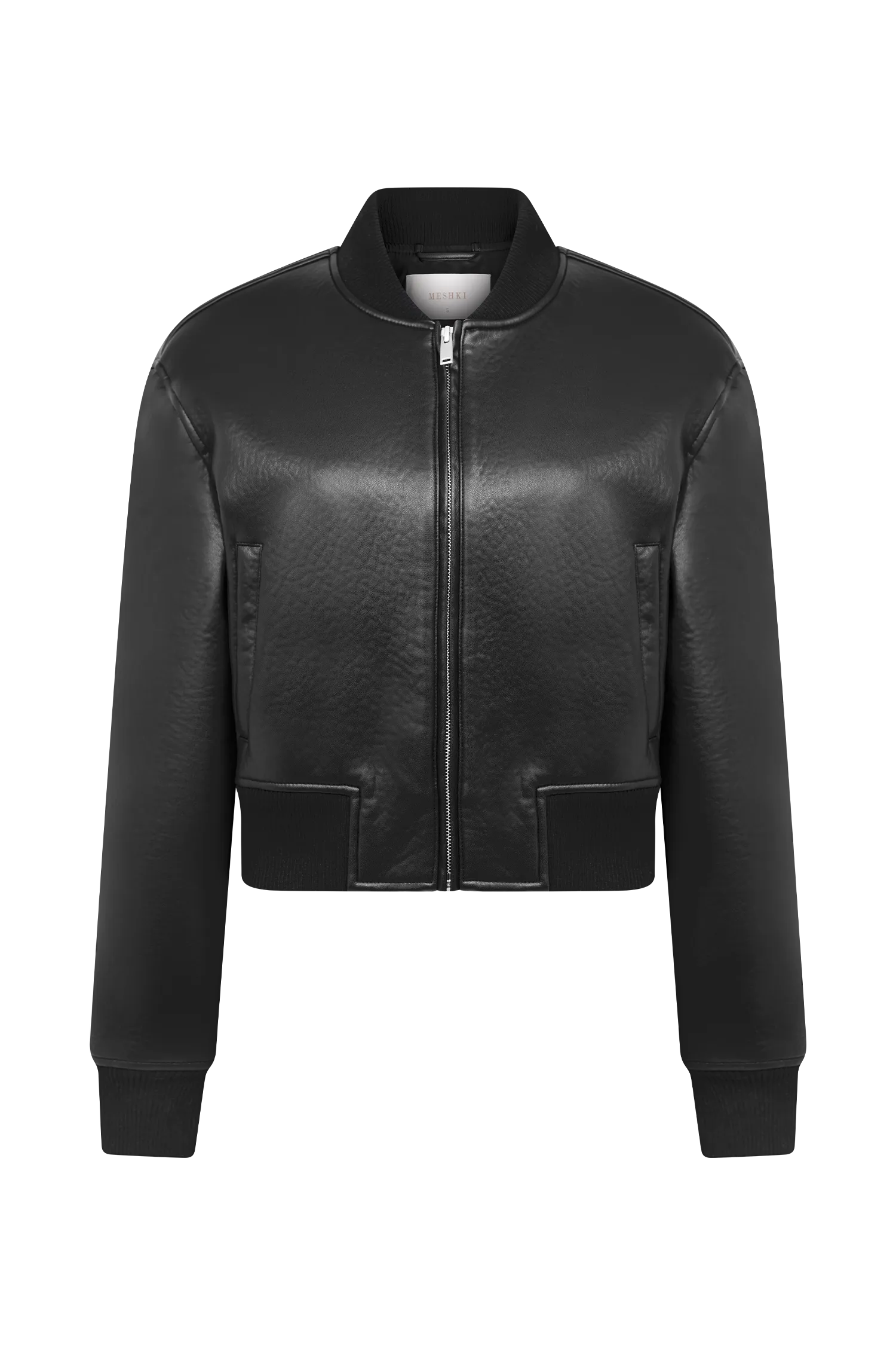 Codi Faux Leather Bomber Jacket - Black