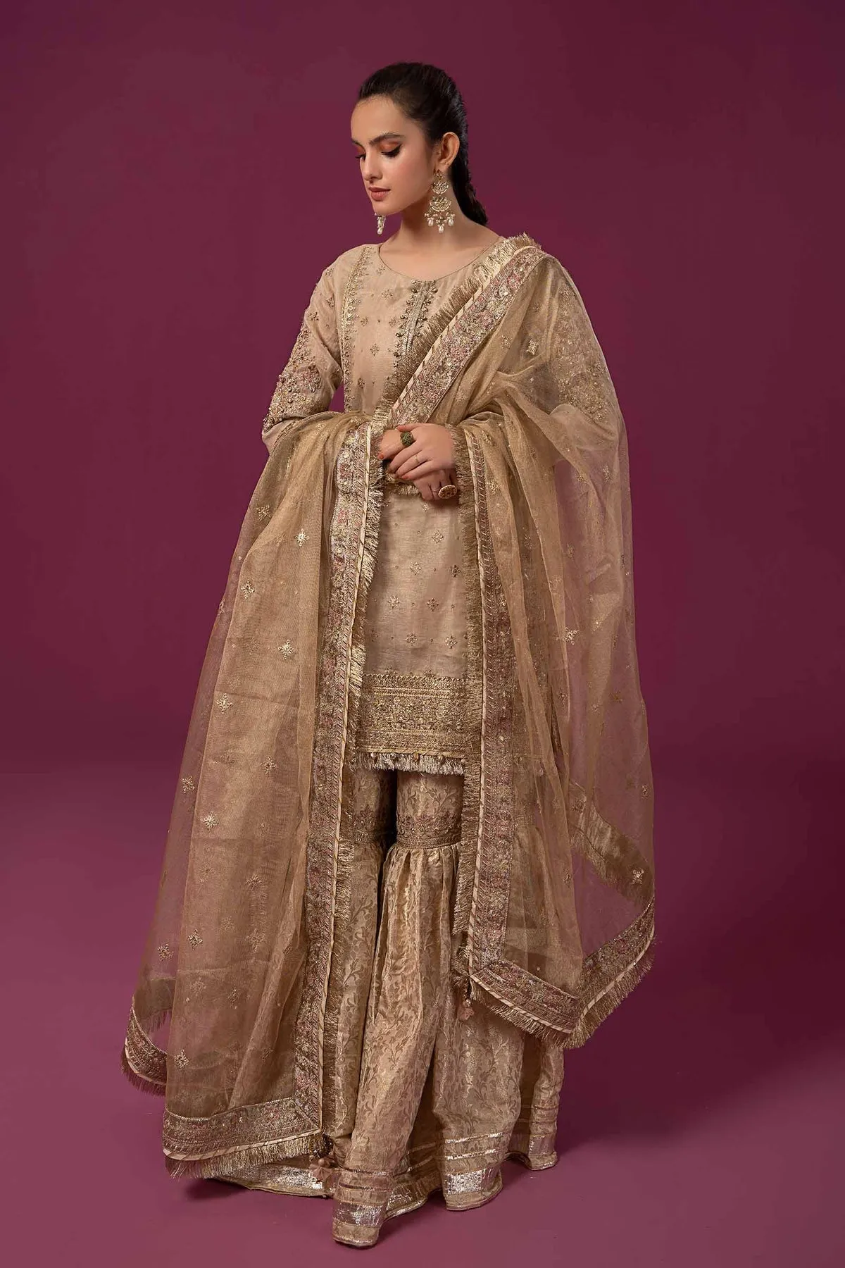 Coffee Shade Luxury Formal Masoori Maria B Pakistani Party Dress