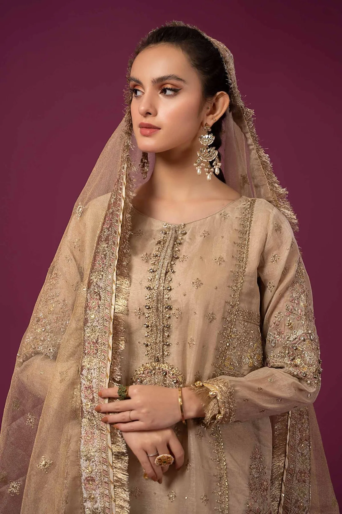 Coffee Shade Luxury Formal Masoori Maria B Pakistani Party Dress
