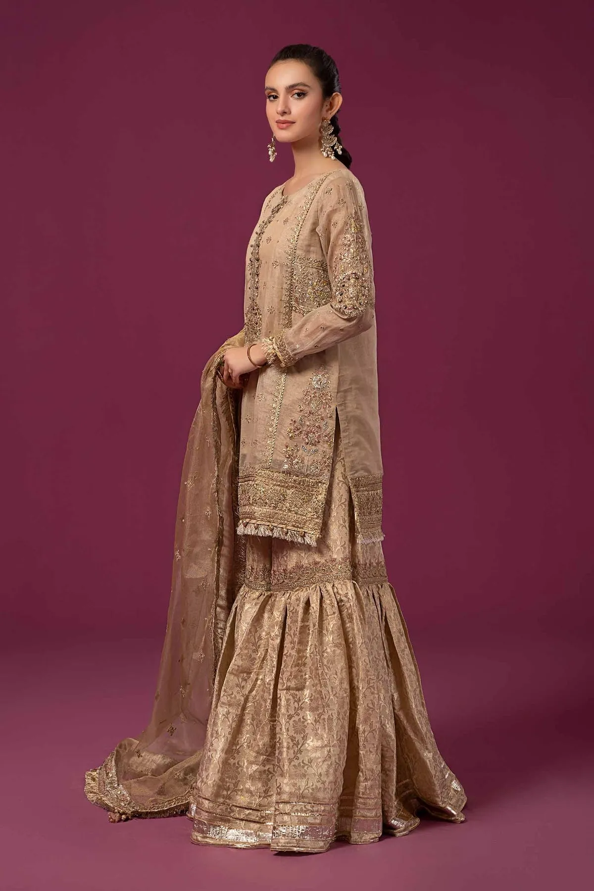Coffee Shade Luxury Formal Masoori Maria B Pakistani Party Dress