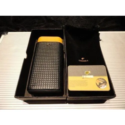 Cohiba Black & Gold Leather & wood Cigar Case