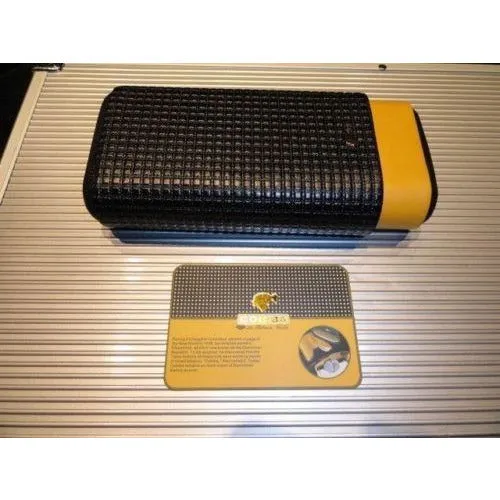 Cohiba Black & Gold Leather & wood Cigar Case
