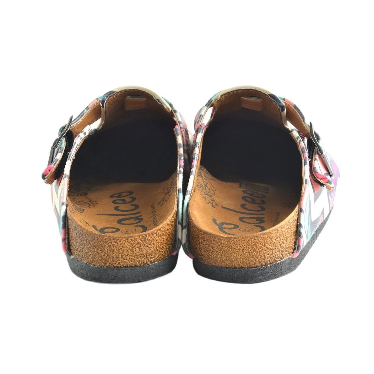 Colored Moving, Mixed Striped Pattern and Pink Flowers Dry Skull Patterned Clogs - WCAL356