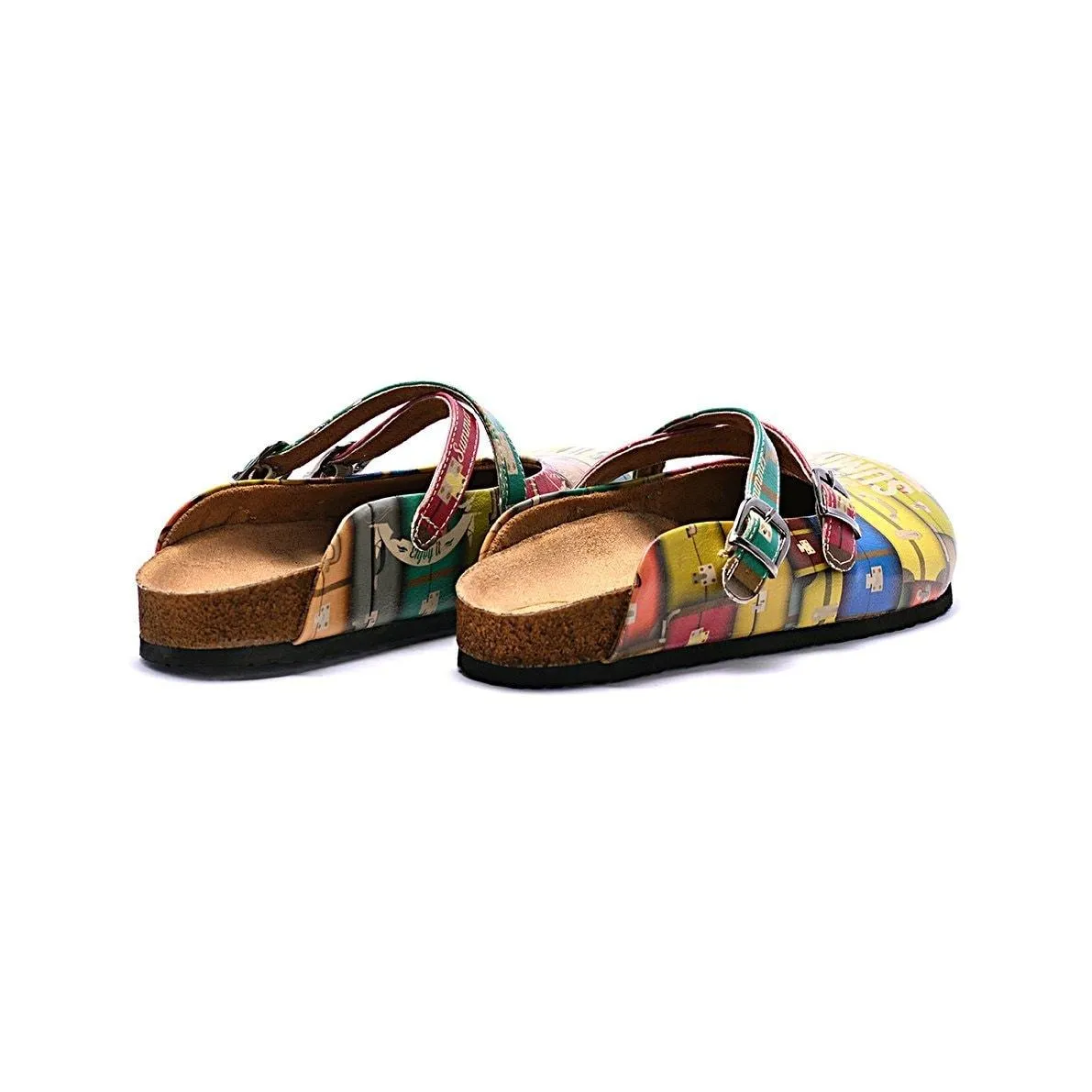 Colored Suitcase and Summer Written Patterned Clogs - CAL106