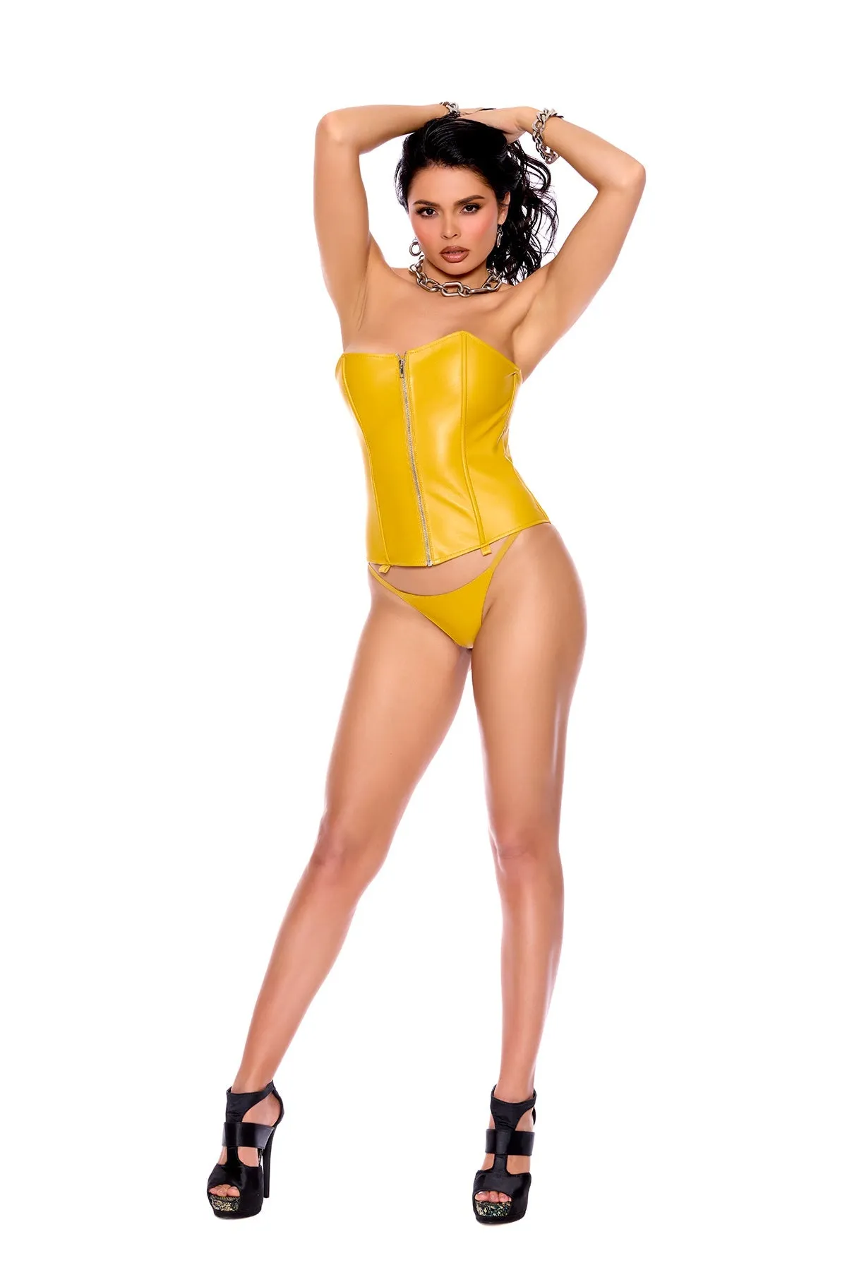 Colorful Leather Bustier with Zip Front