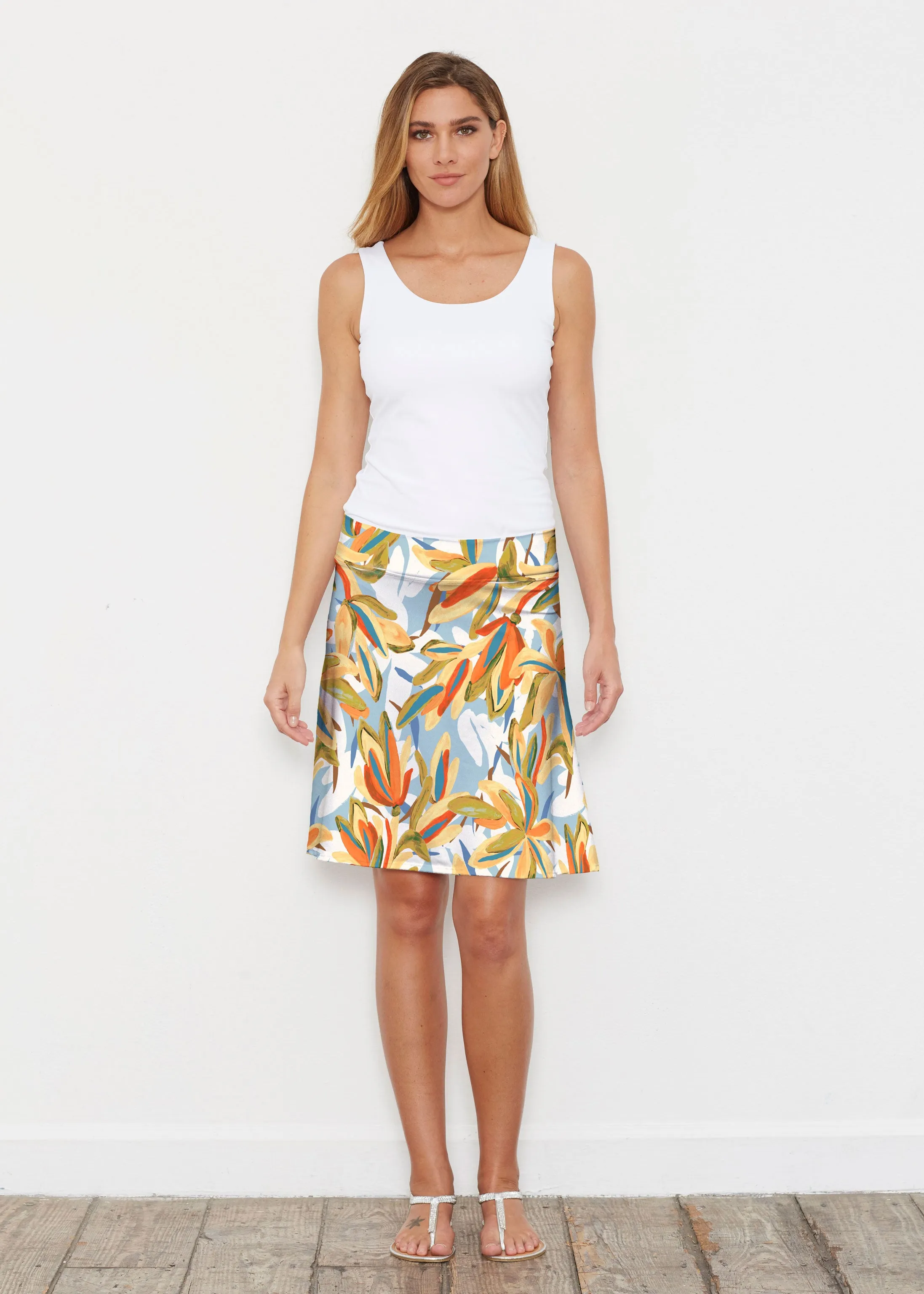 Colorful Palm (7874) ~ Silky Brenda Skirt 21 inch