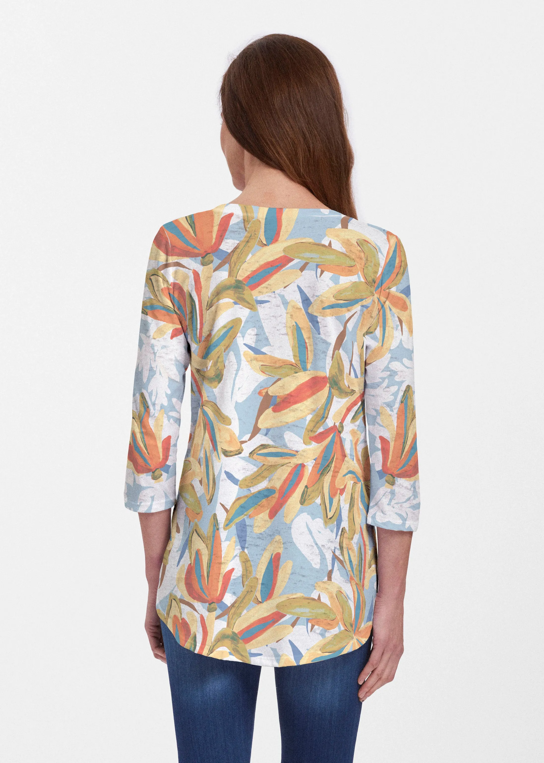Colorful Palm (7874) ~ V-neck Flowy Tunic