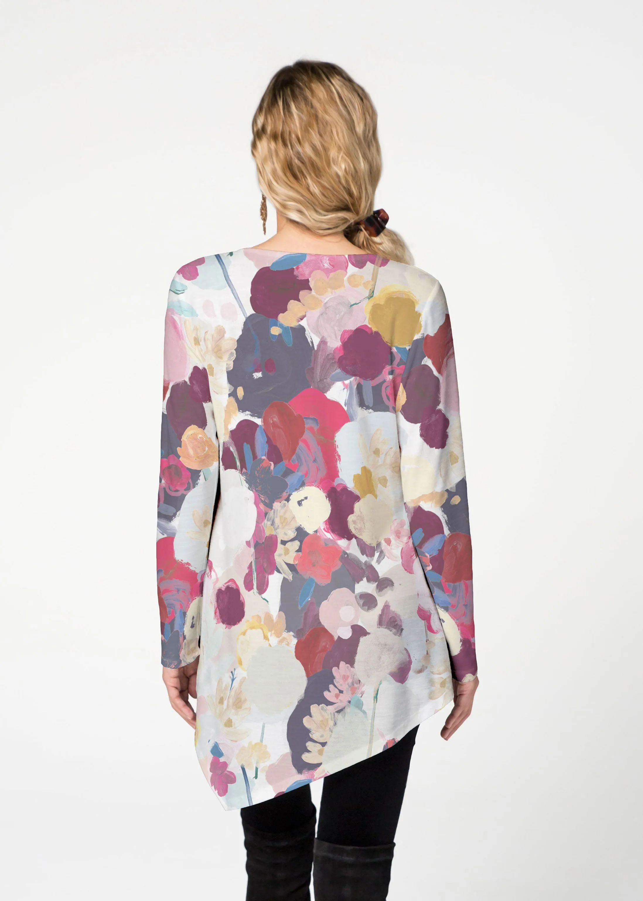Colorful Poms (8063) ~ Asymmetrical French Terry Tunic
