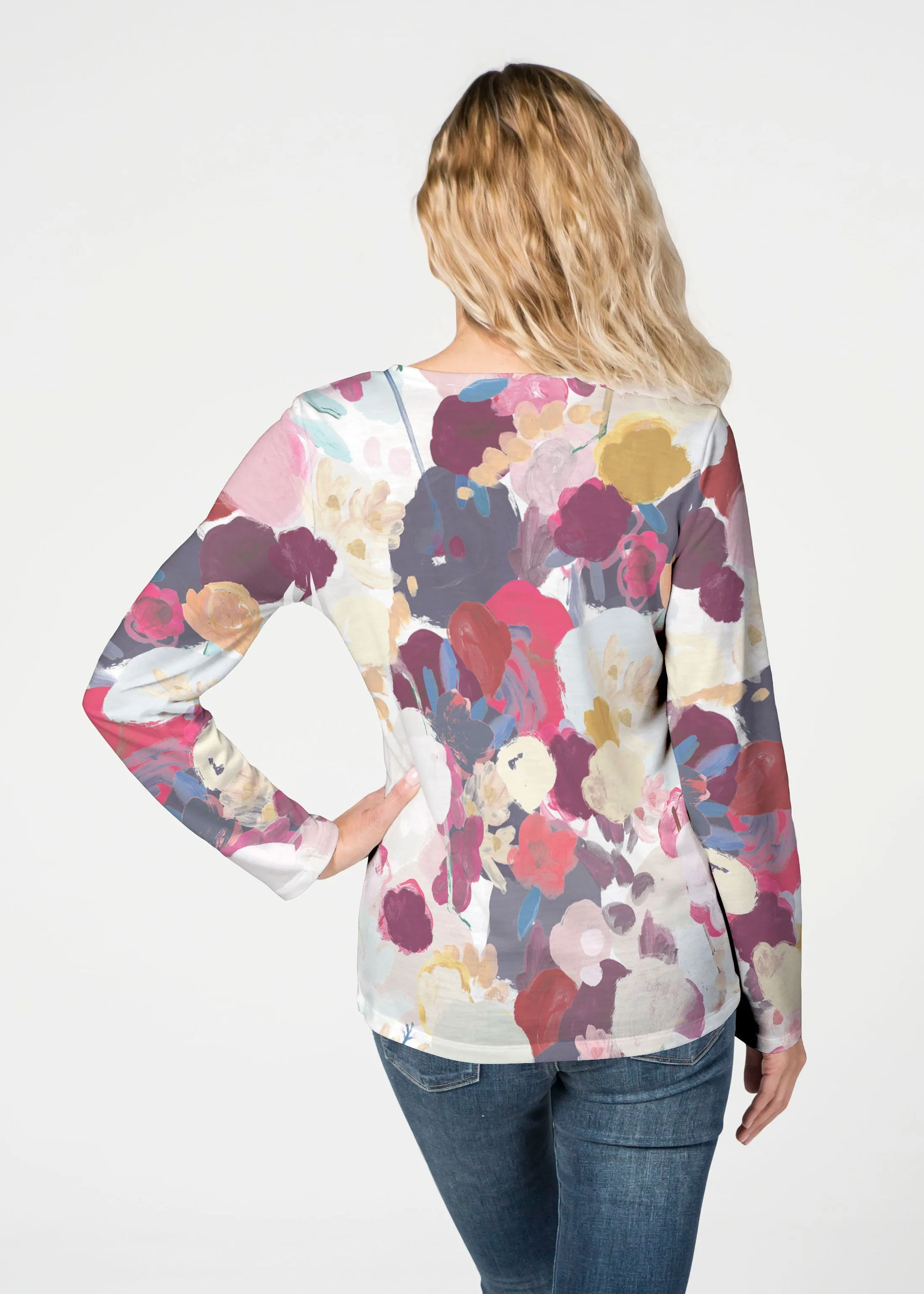 Colorful Poms (8063) ~ French Terry V-neck Top