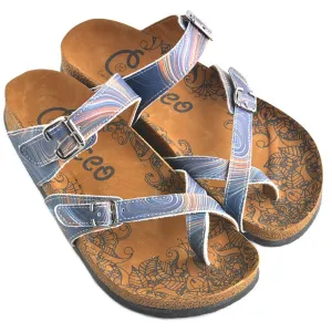 Colors and Wavy, Dark Blue Pattern Sandal - CAL1008