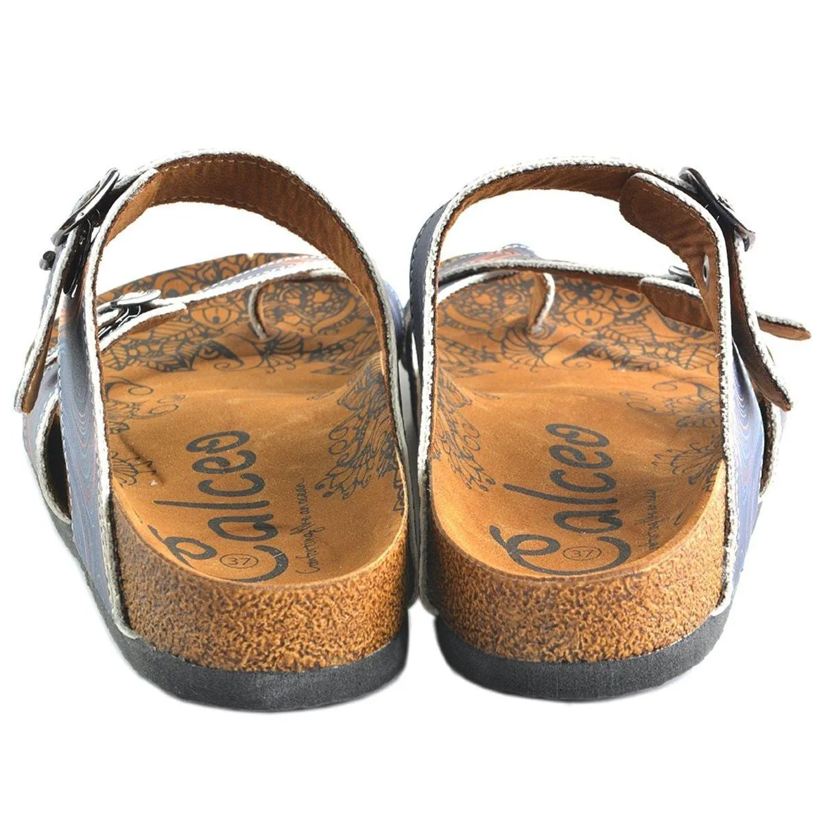 Colors and Wavy, Dark Blue Pattern Sandal - CAL1008