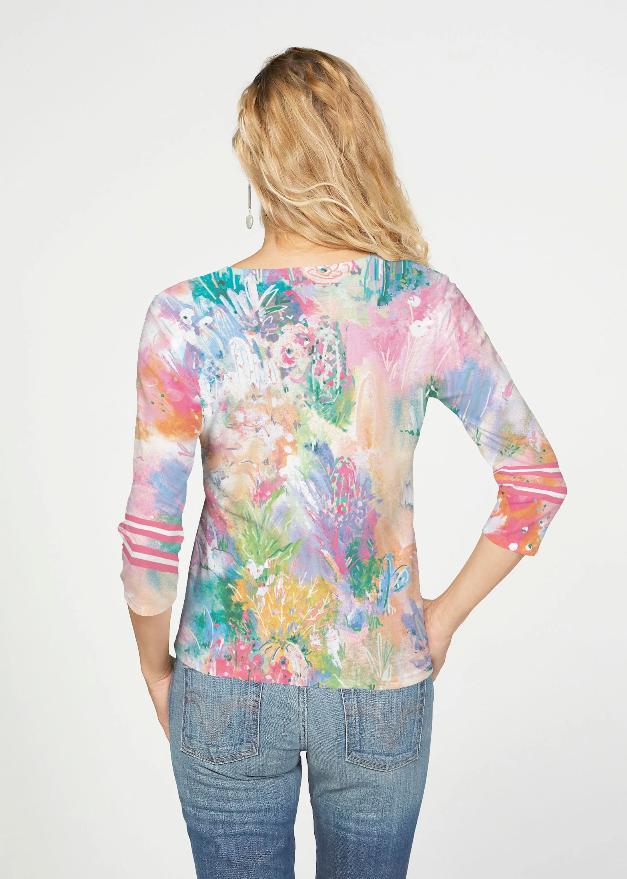 Cool Desert Vibes (17232) ~ French Terry Tie 3/4 Sleeve Top