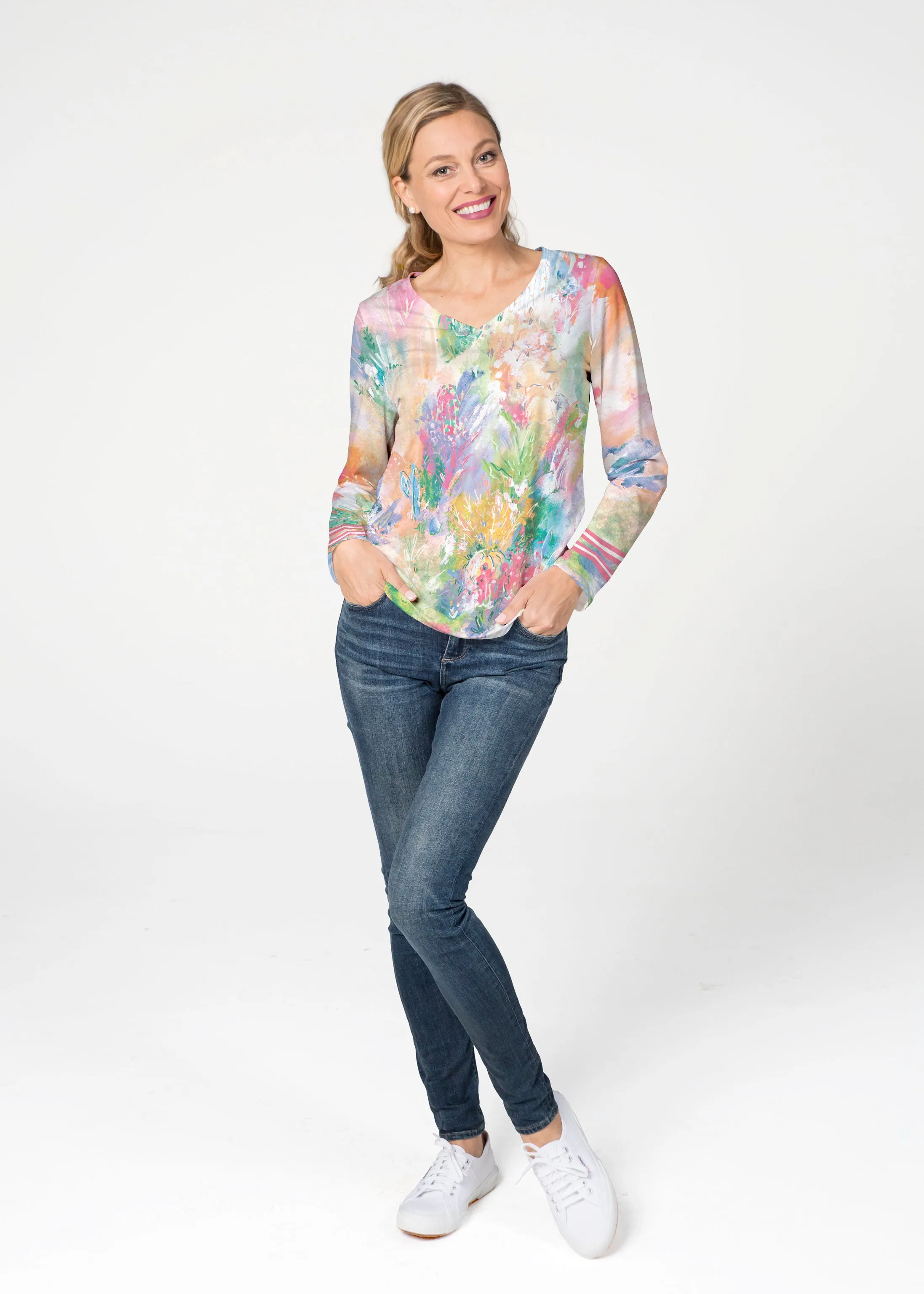 Cool Desert Vibes (17232) ~ French Terry V-neck Top