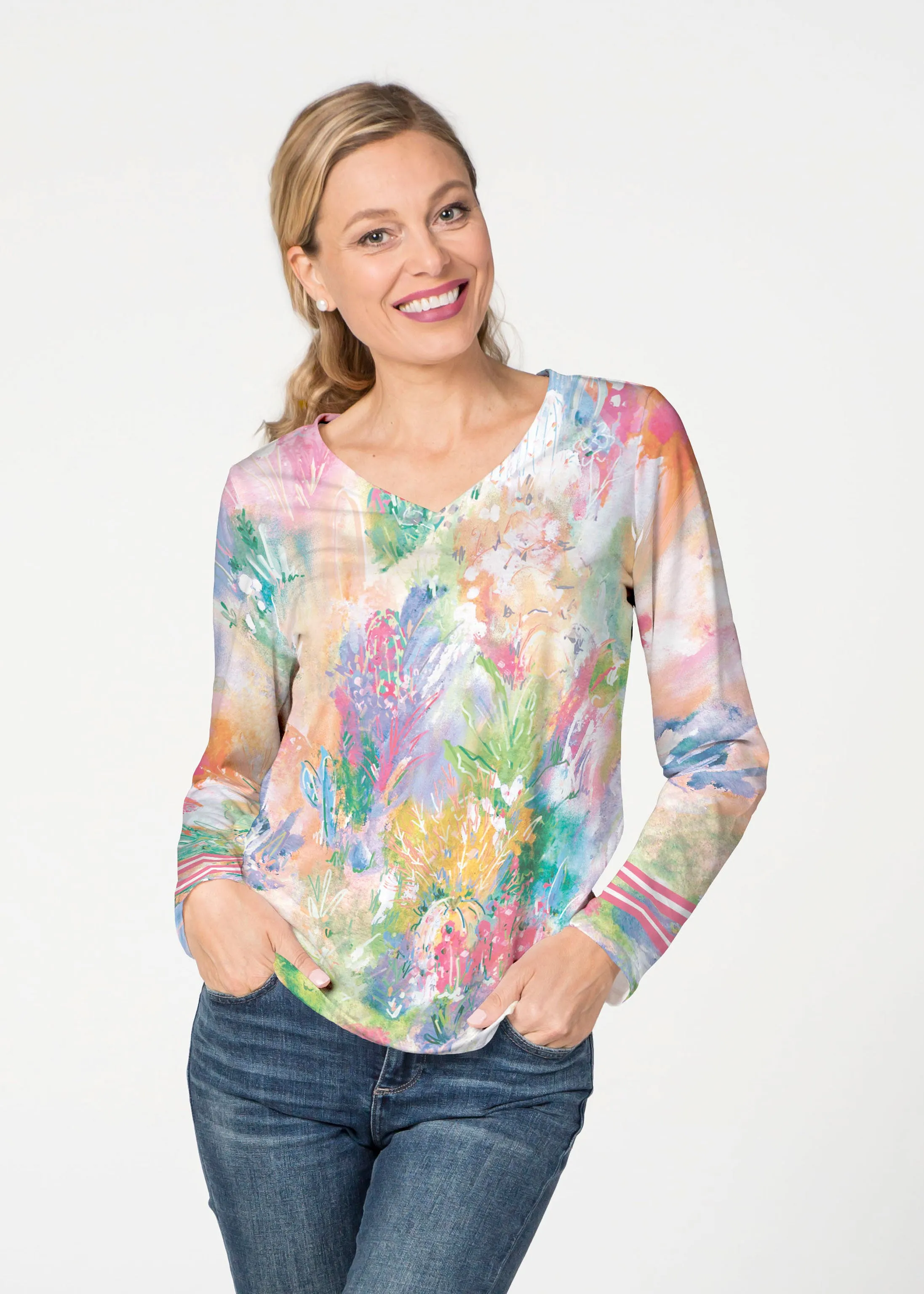 Cool Desert Vibes (17232) ~ French Terry V-neck Top