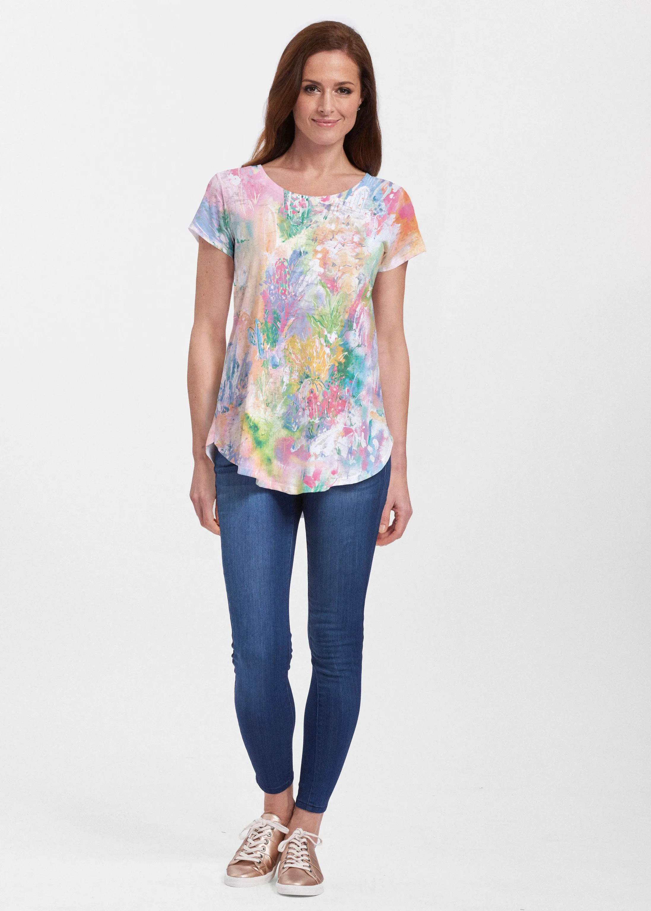 Cool Desert Vibes (17232) ~ Short Sleeve Scoop Neck Flowy Tunic