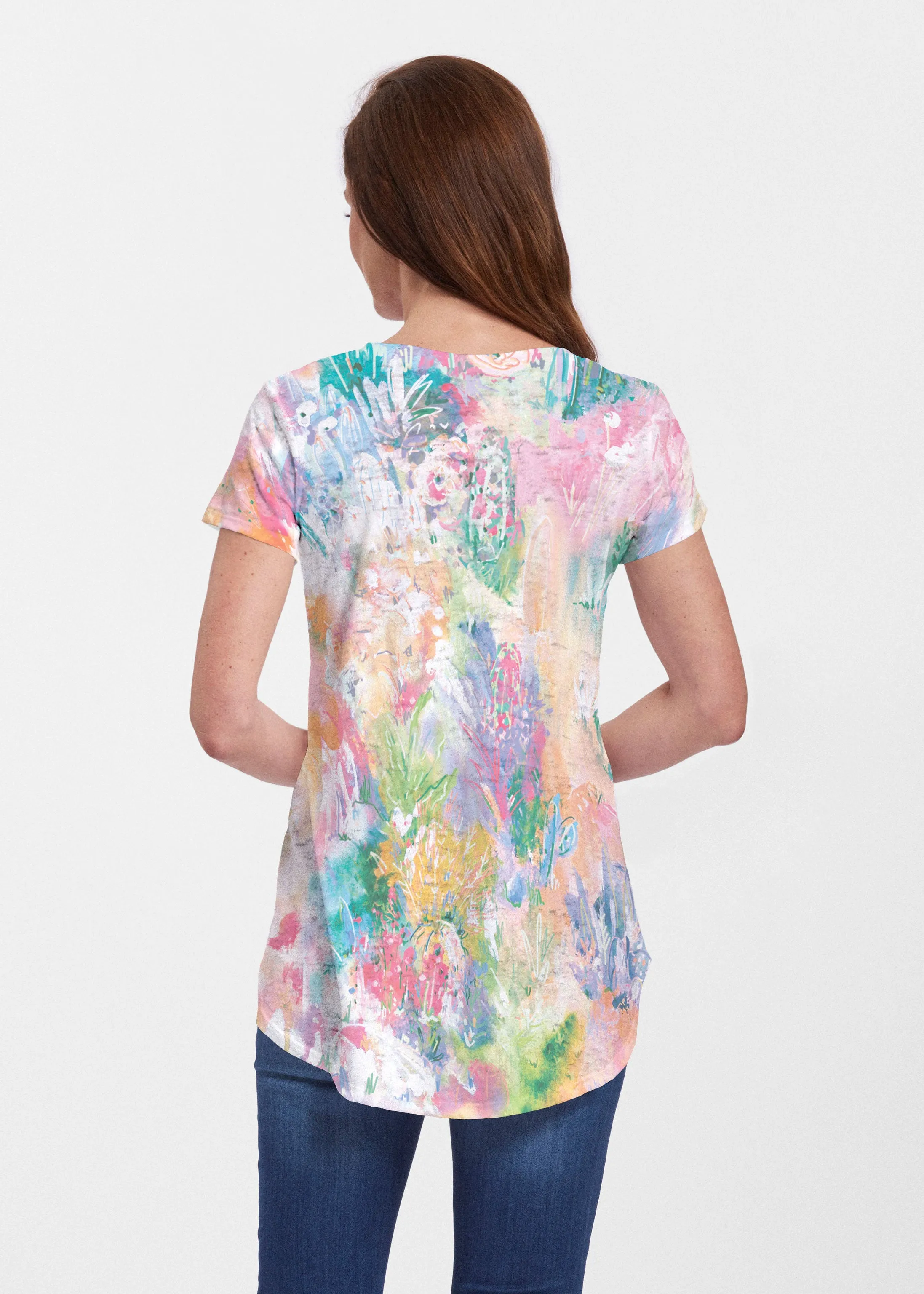 Cool Desert Vibes (17232) ~ Short Sleeve Scoop Neck Flowy Tunic
