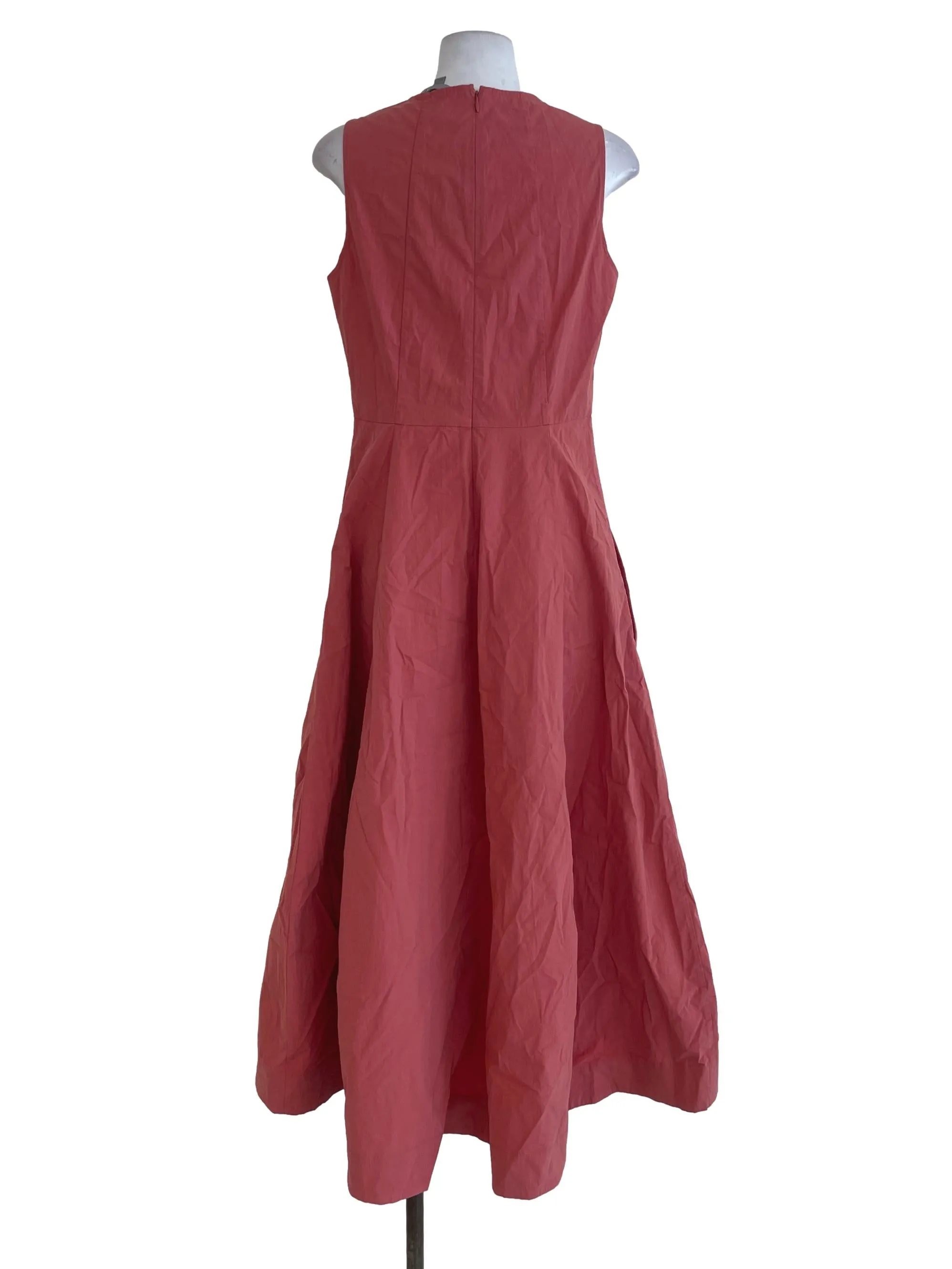 Coral Pink Plain Sleeveless Dress