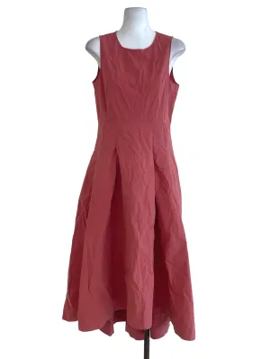 Coral Pink Plain Sleeveless Dress
