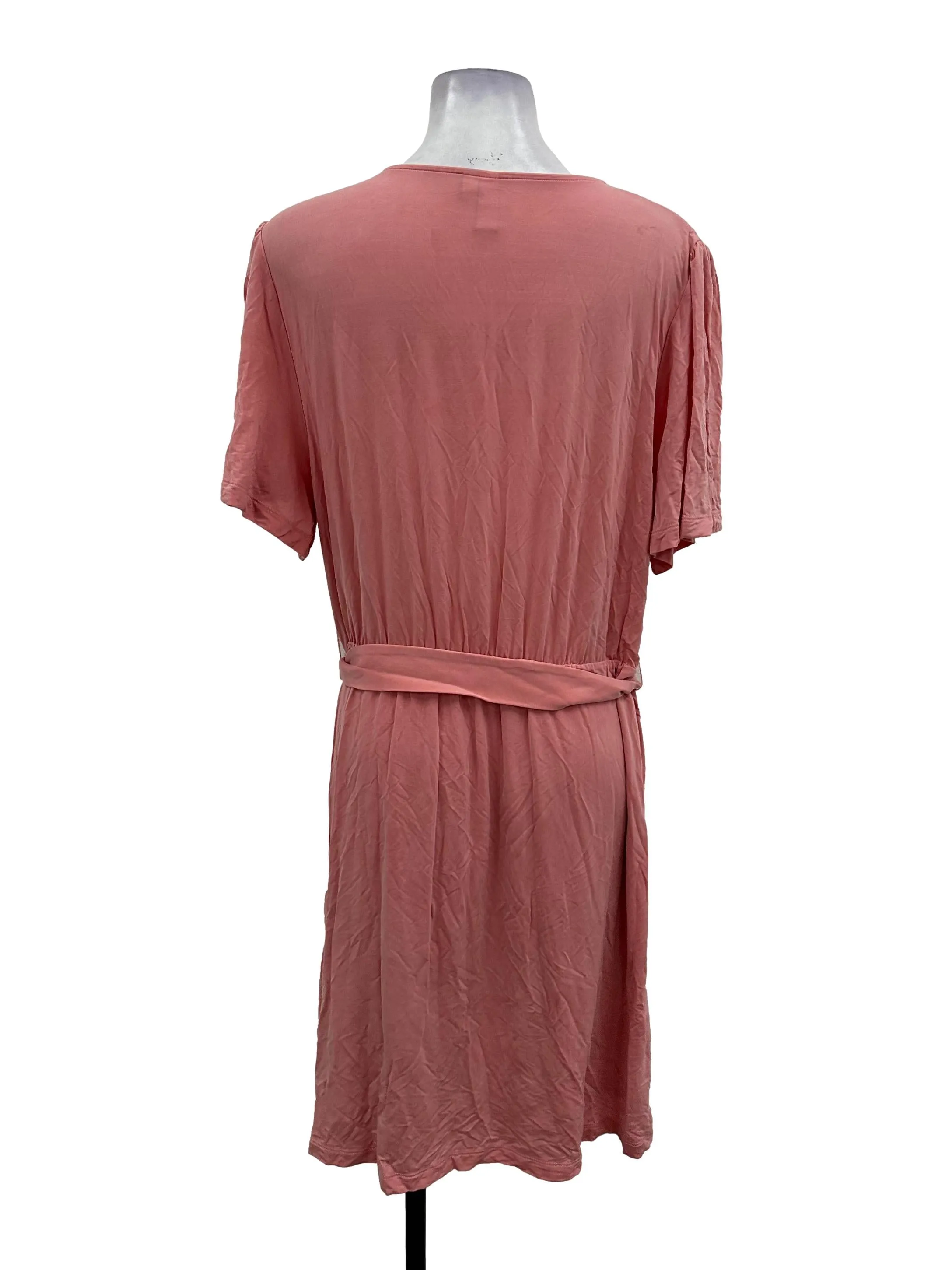 Coral Pink V Neck Dress