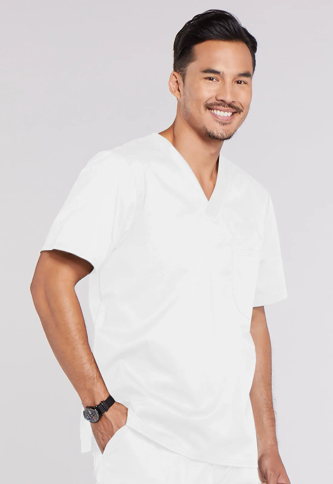 Core Stretch 4743 Men's Tuckable V-Neck Top White