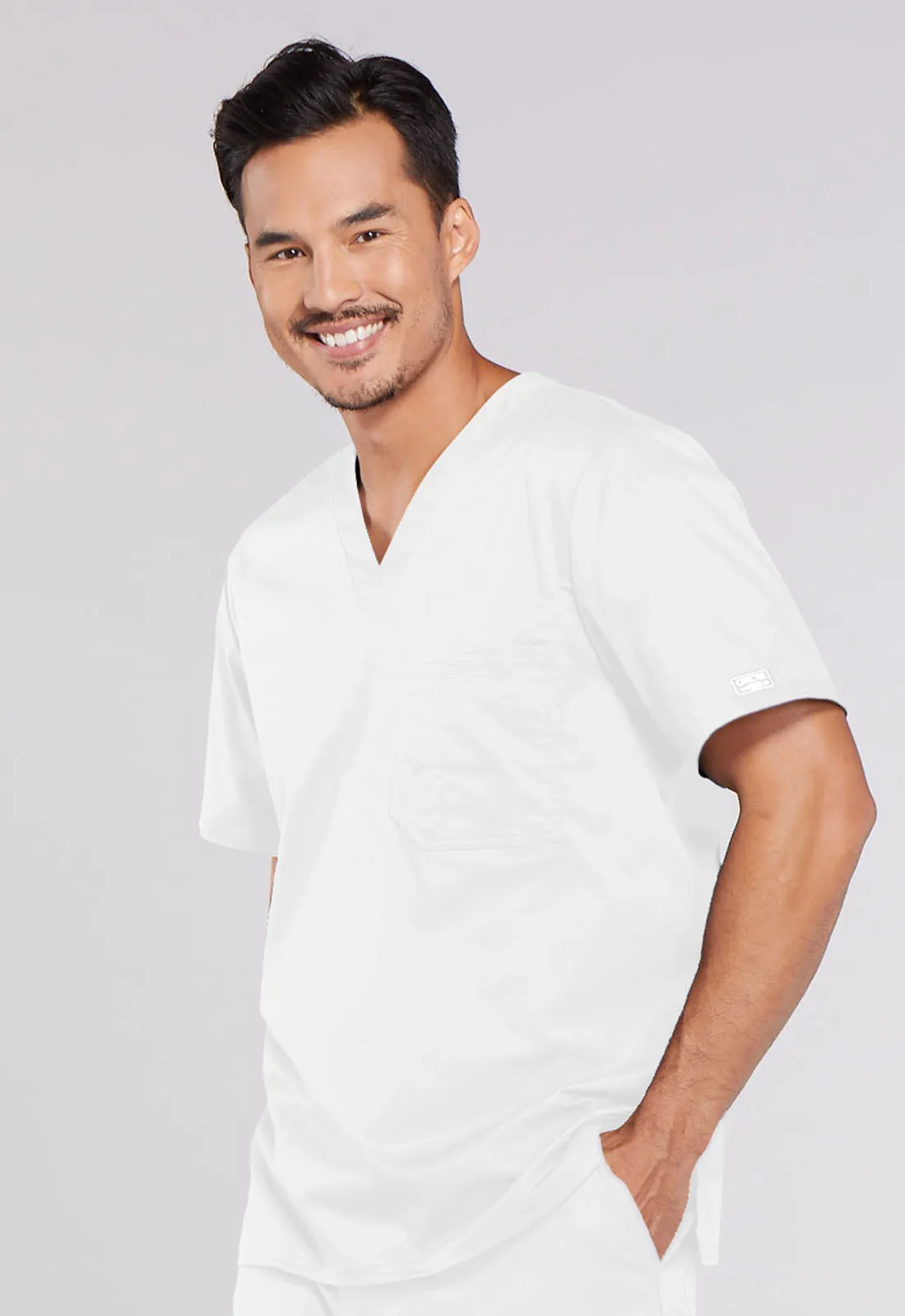 Core Stretch 4743 Men's Tuckable V-Neck Top White