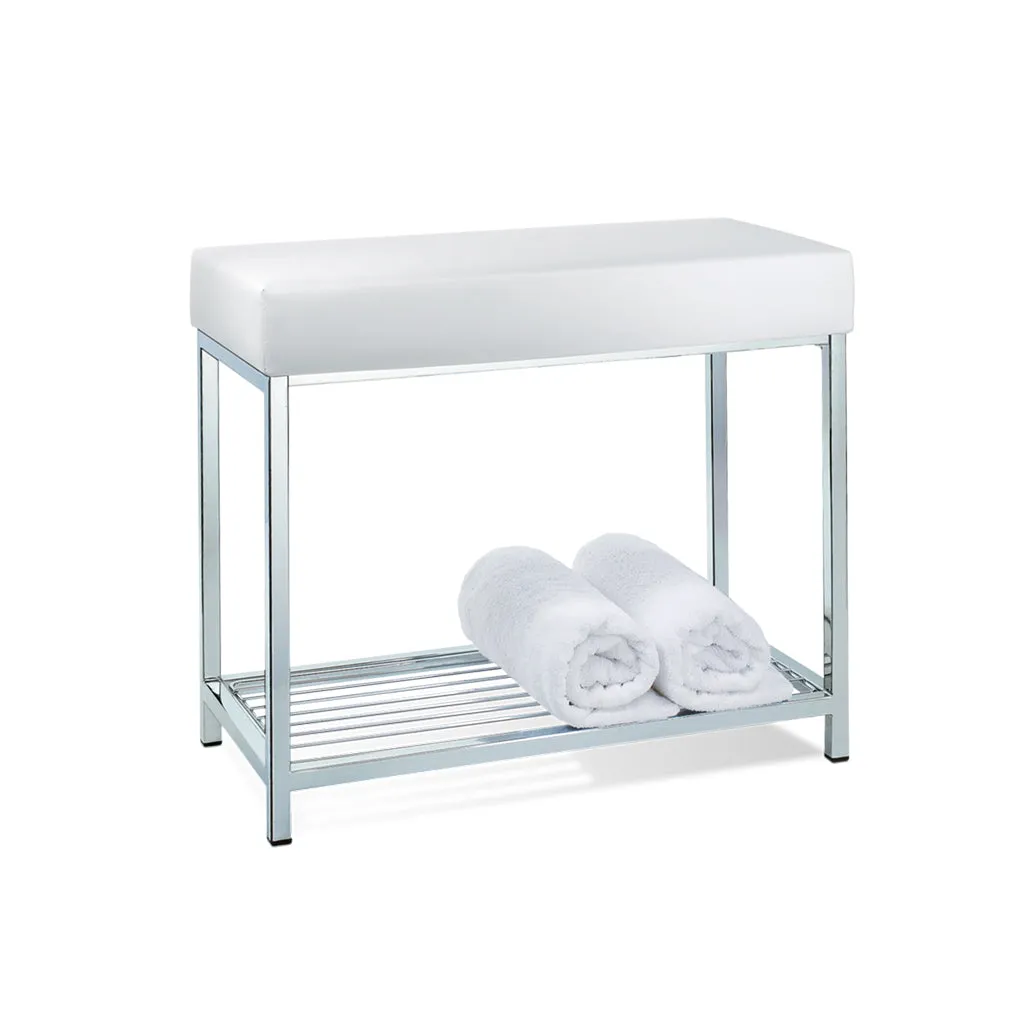 Corner Bathroom Seat - Free Standing - 24" Steel/Polished Chrome