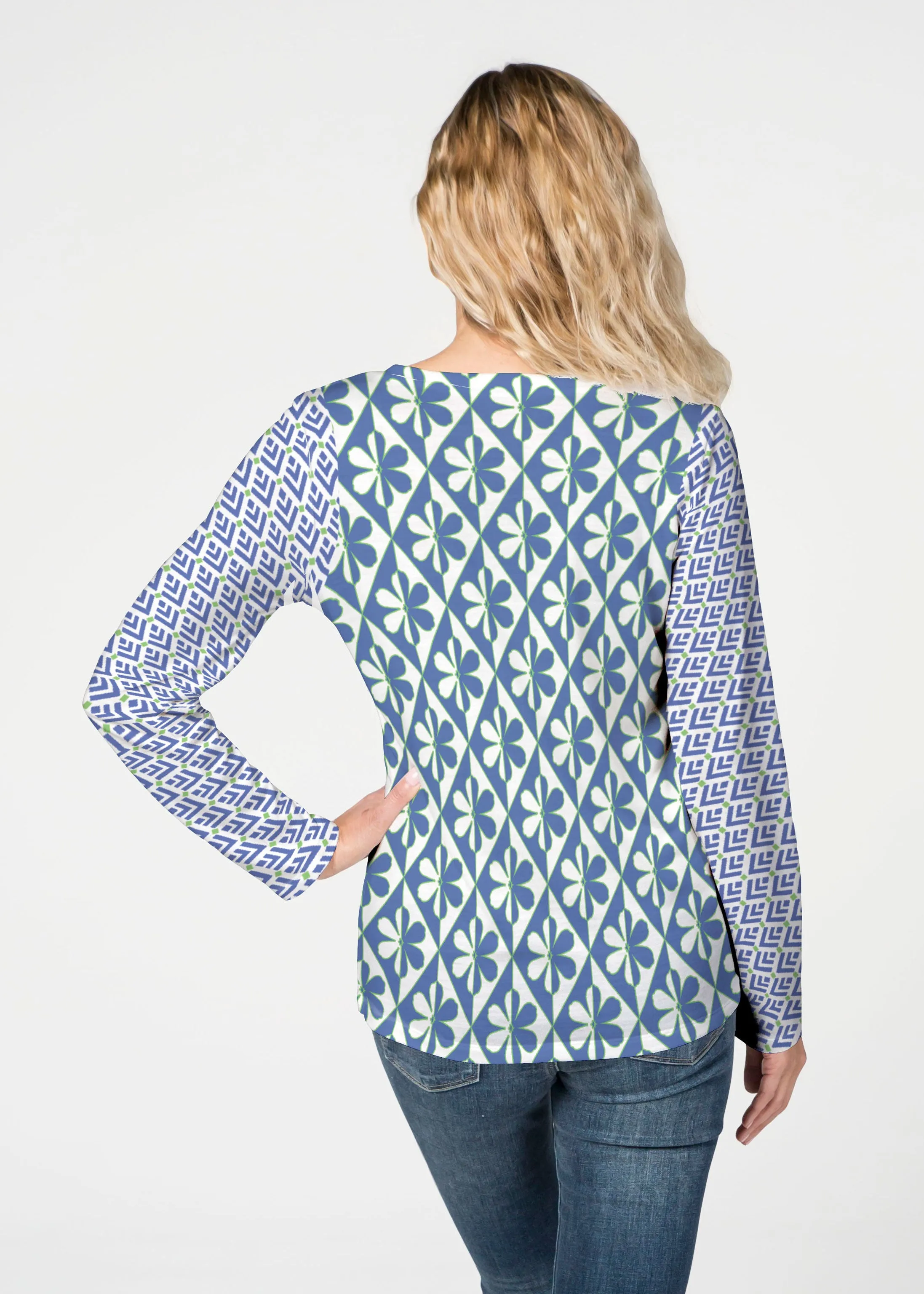 Cosmo Geo (13568) ~ French Terry V-neck Top